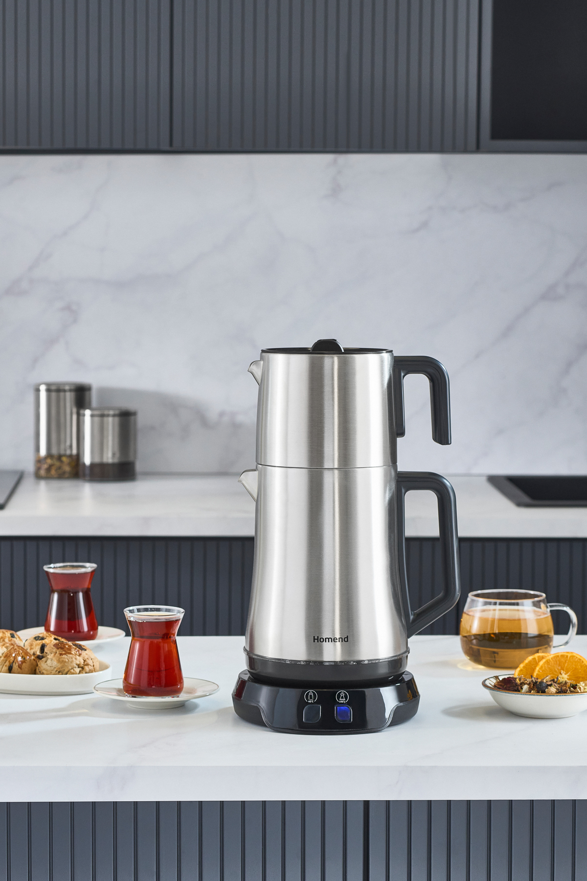 HOMEND Royaltea Elegant 1775h Konuşan Çay Makinesi Inox Siyah