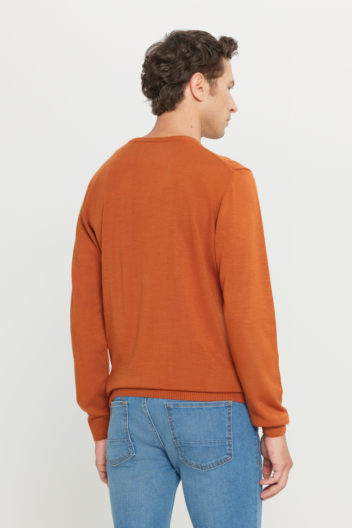 بافت و پلیور مردانه نارنجی آلتین ییلدیزAltınyıldız Classics | 4A4923100001 اورجینال - تصویر 5