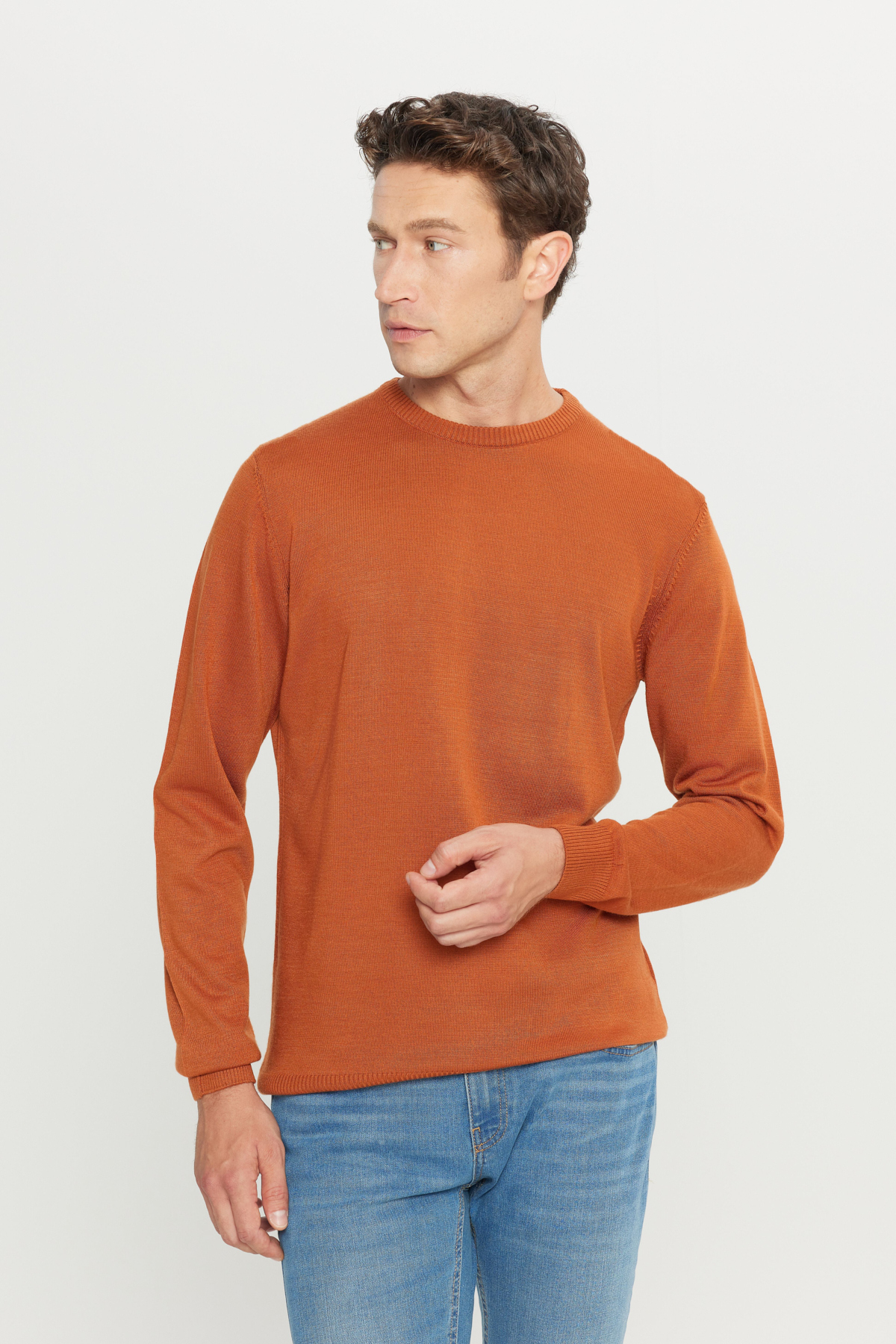 بافت و پلیور مردانه نارنجی آلتین ییلدیزAltınyıldız Classics | 4A4923100001 اورجینال - تصویر 3