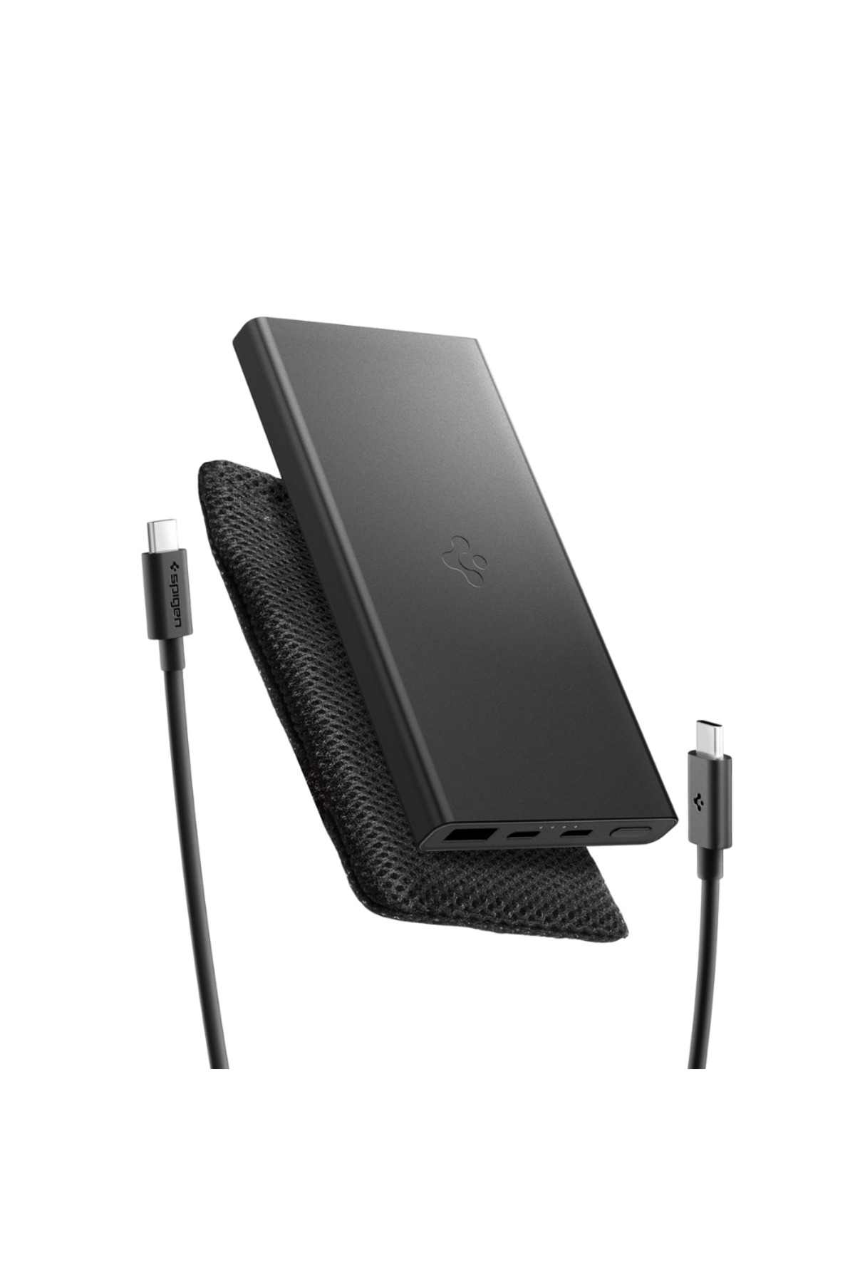 Spigen 10000 mAh Alüminyum 22.5W USB-C+USB-A Giriş/Çıkış Hızlı Şarj 3 Port Kablo+Çanta Powerbank - ABA09431