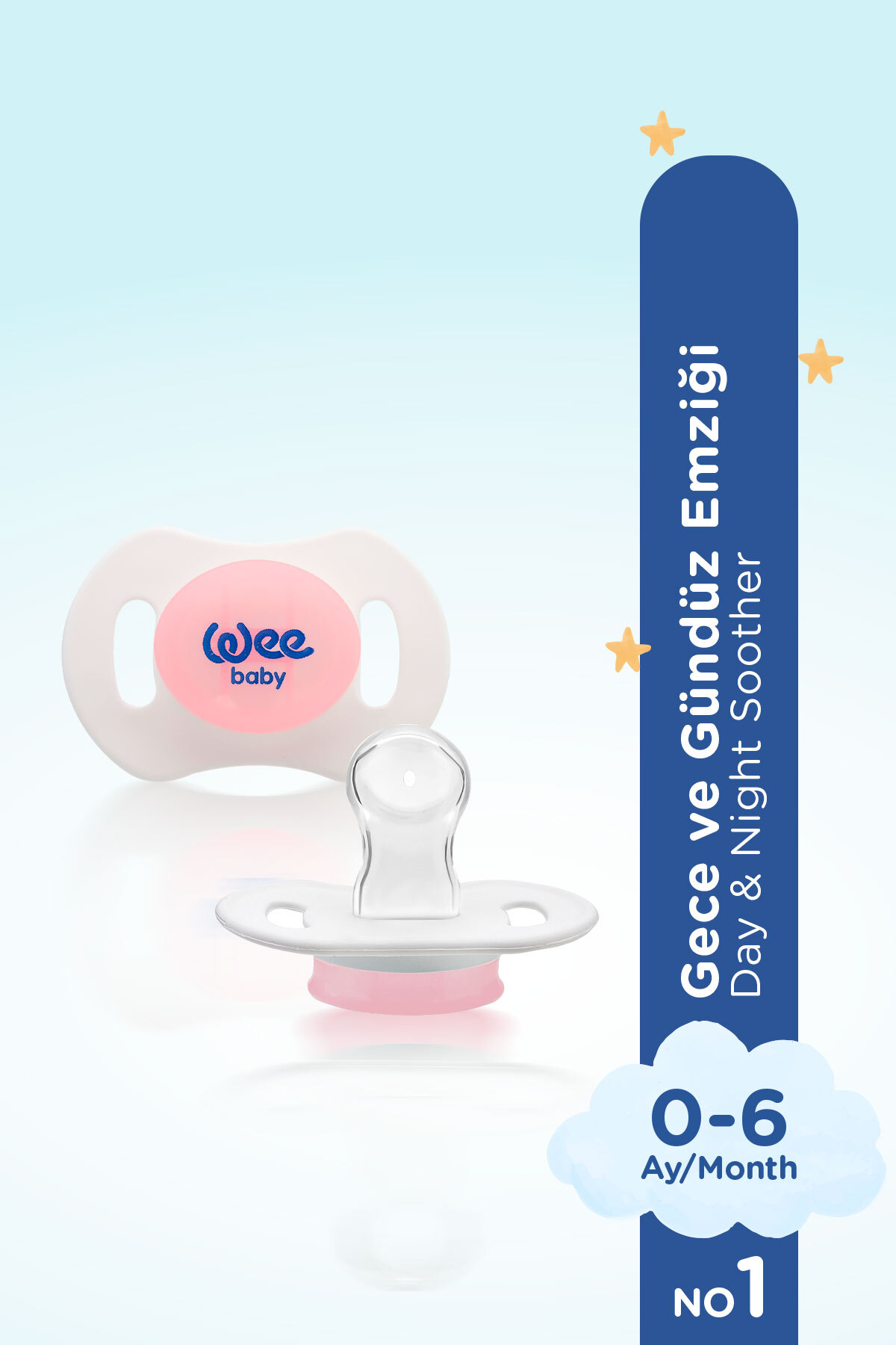 Wee Baby 2'li Gece Gündüz Emzik No:1 Pembe (Saklama Kabı Hediyeli) 0-6 Ay fotoğrafı 3 (önizleme)