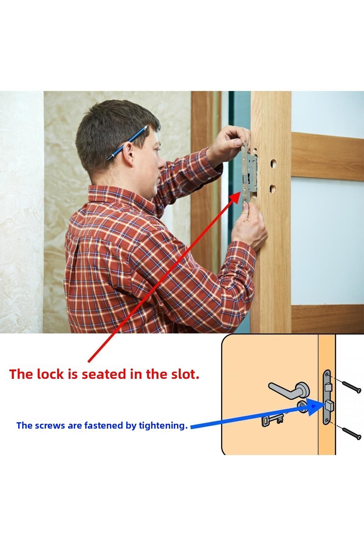 Badem10-Pvc Wooden Door - Wc Bathroom with Flush Lock, No Roller Barrel, Self Switch 6
