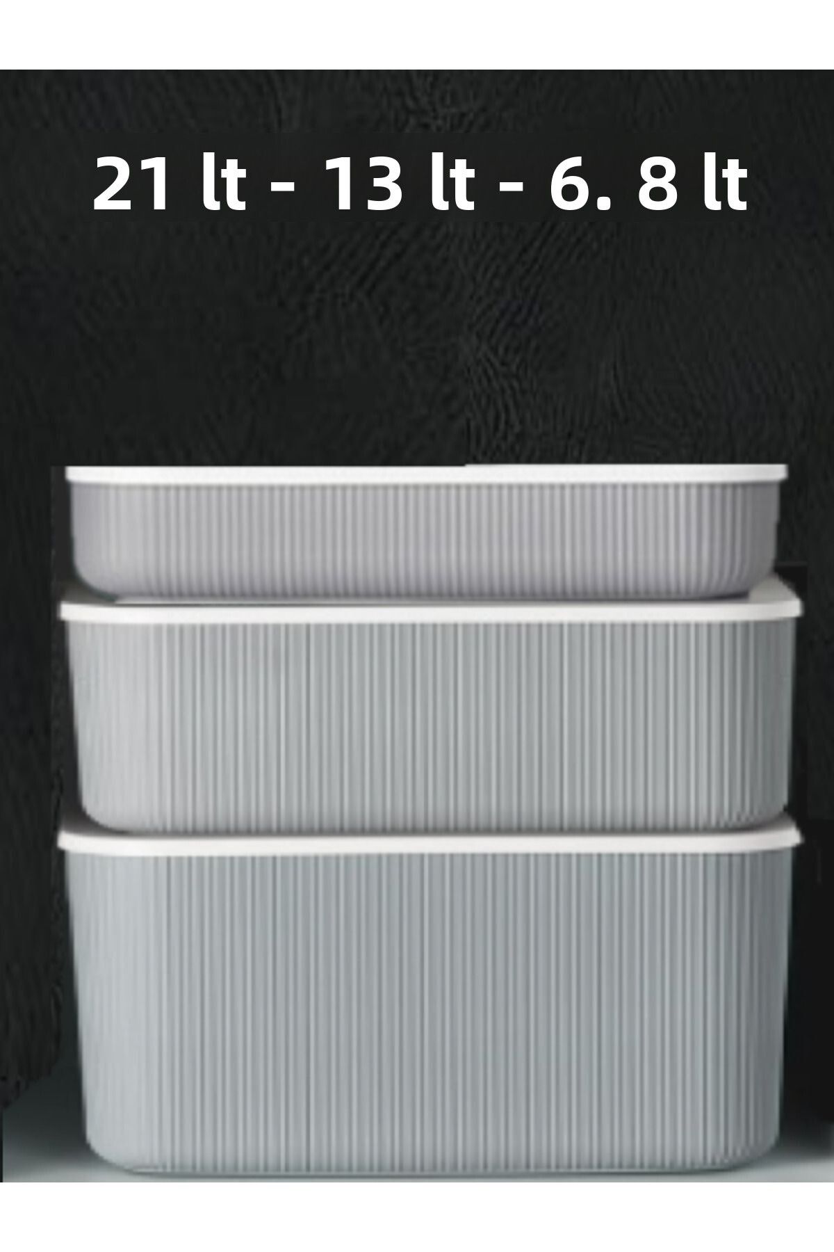 Bayev-3-Piece Gray Storage Box Set with Lid (21 LT - 13 LT - 6.8 LT) Closet Organizer Organizer Storage Container 1