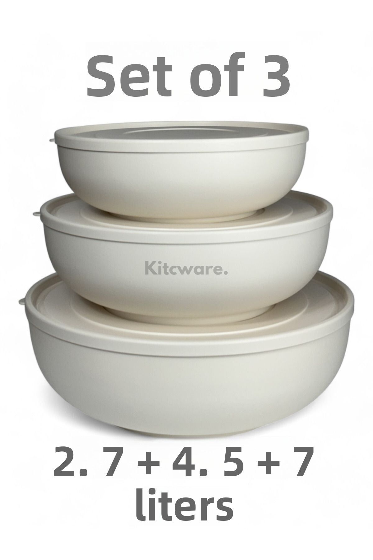 Kitcware-Storage Container, Flour Storage Container, Dough Basin, Large Size Storage Container Set, Set of 3, 14.2 Liters 2