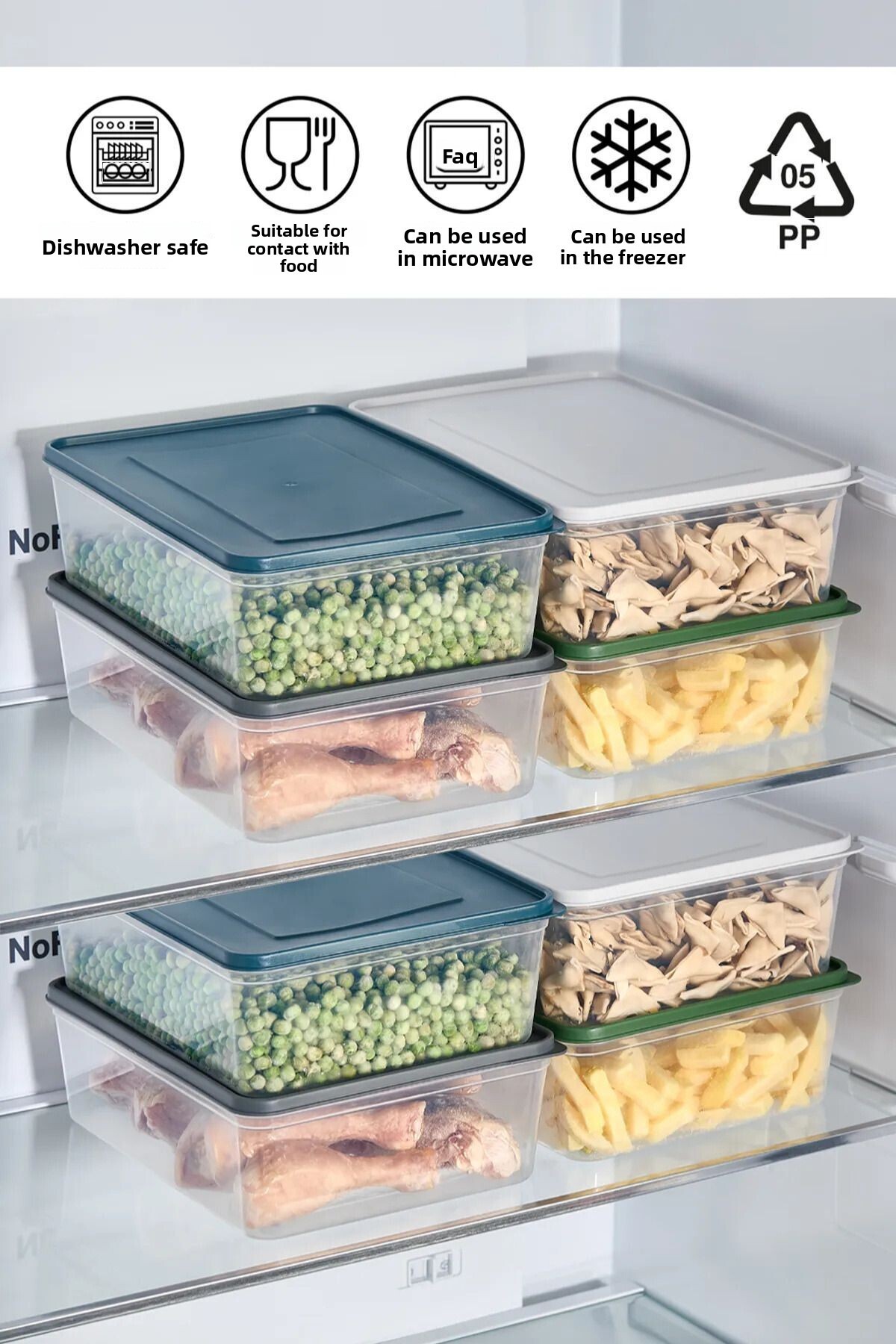 Espas Home-Freshkeep Storage Container Set of 2 Suitable for Microwave and Deep Freezer - White / 2*4000 ml 4