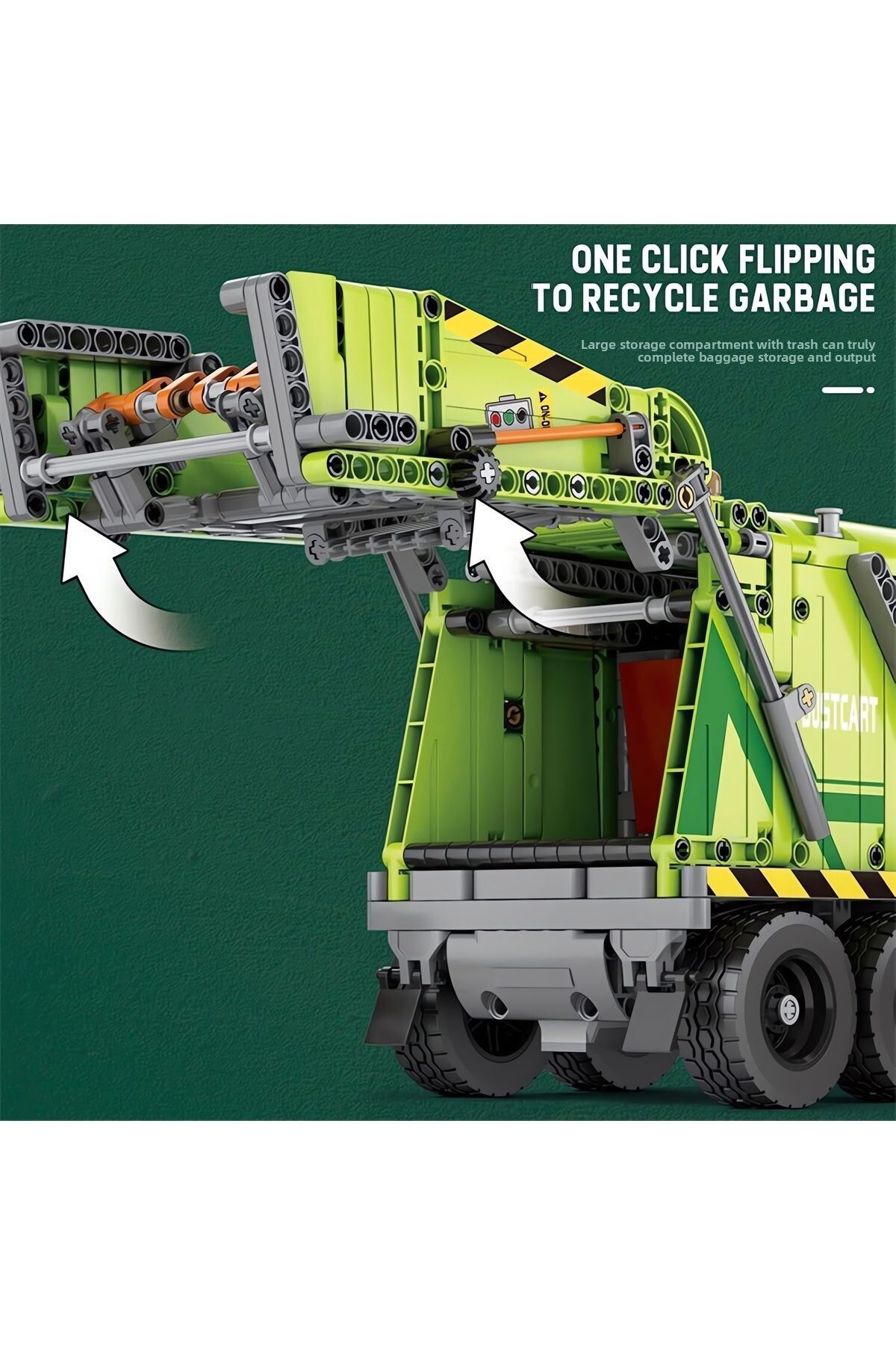 REOBRIX-Garbage Truck Rc Controlled, Technical Block Building Kit (1468 Pcs) 6