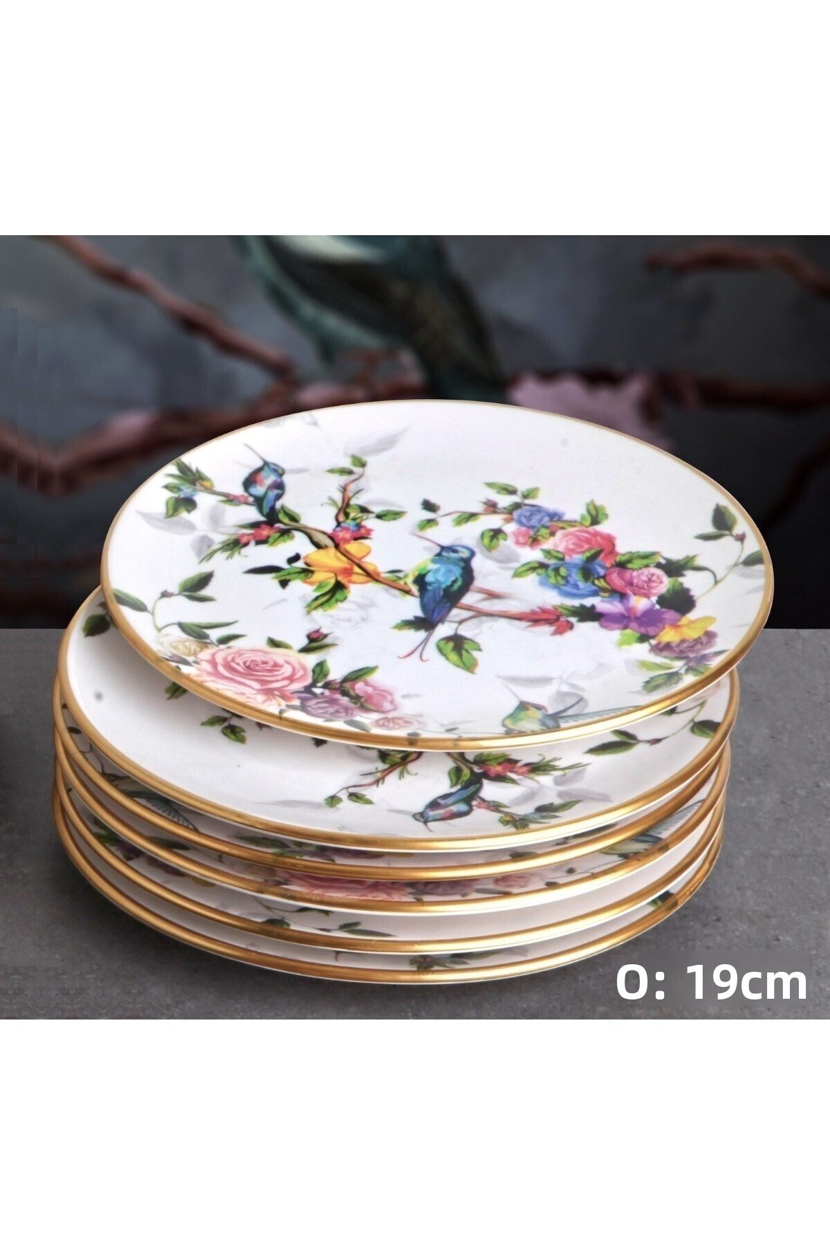 Pinkev-Flora 8 Piece Ceramic Dome Cake Presentation Plate Set - Kup125F 3