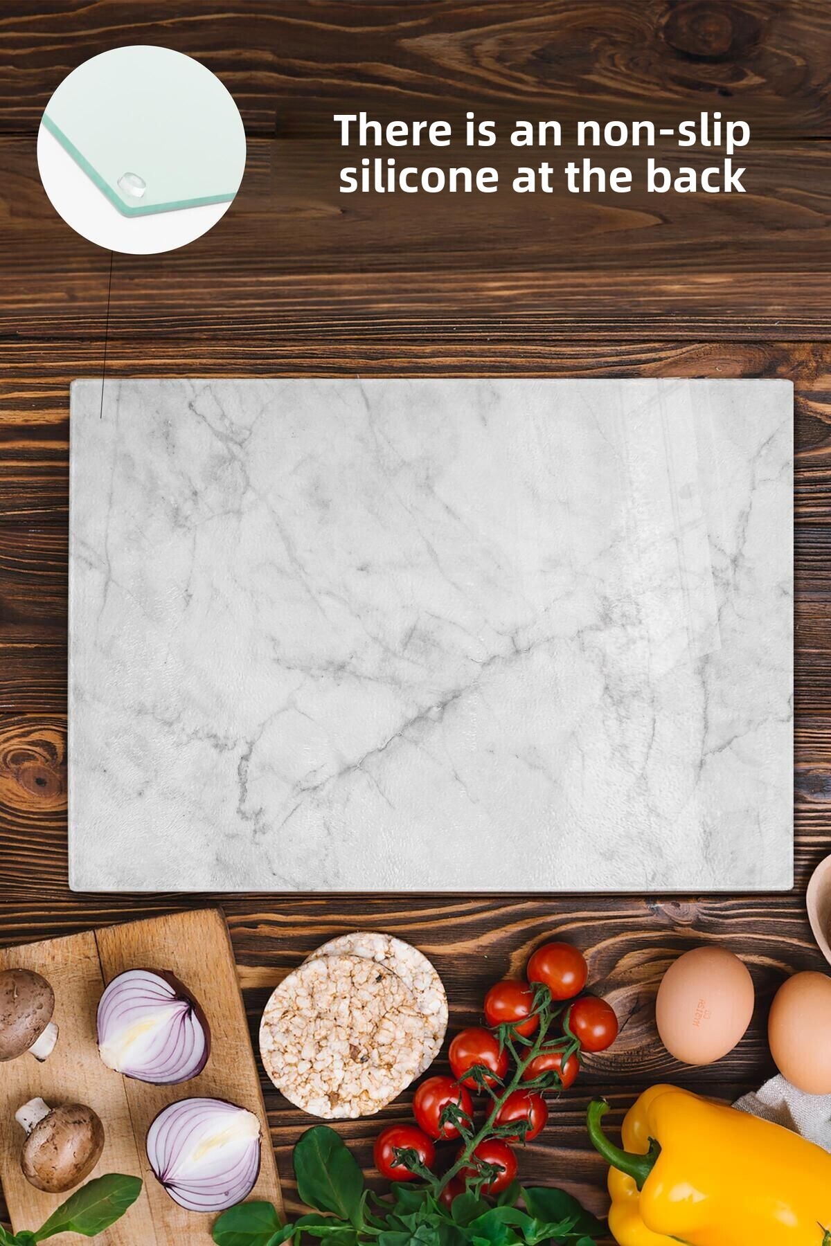 Postifull-Glass Cutting Board, Thick And Unbreakable Glass - Marble Theme - 21*30cm, Chopping Board, Kitchen Decor 6