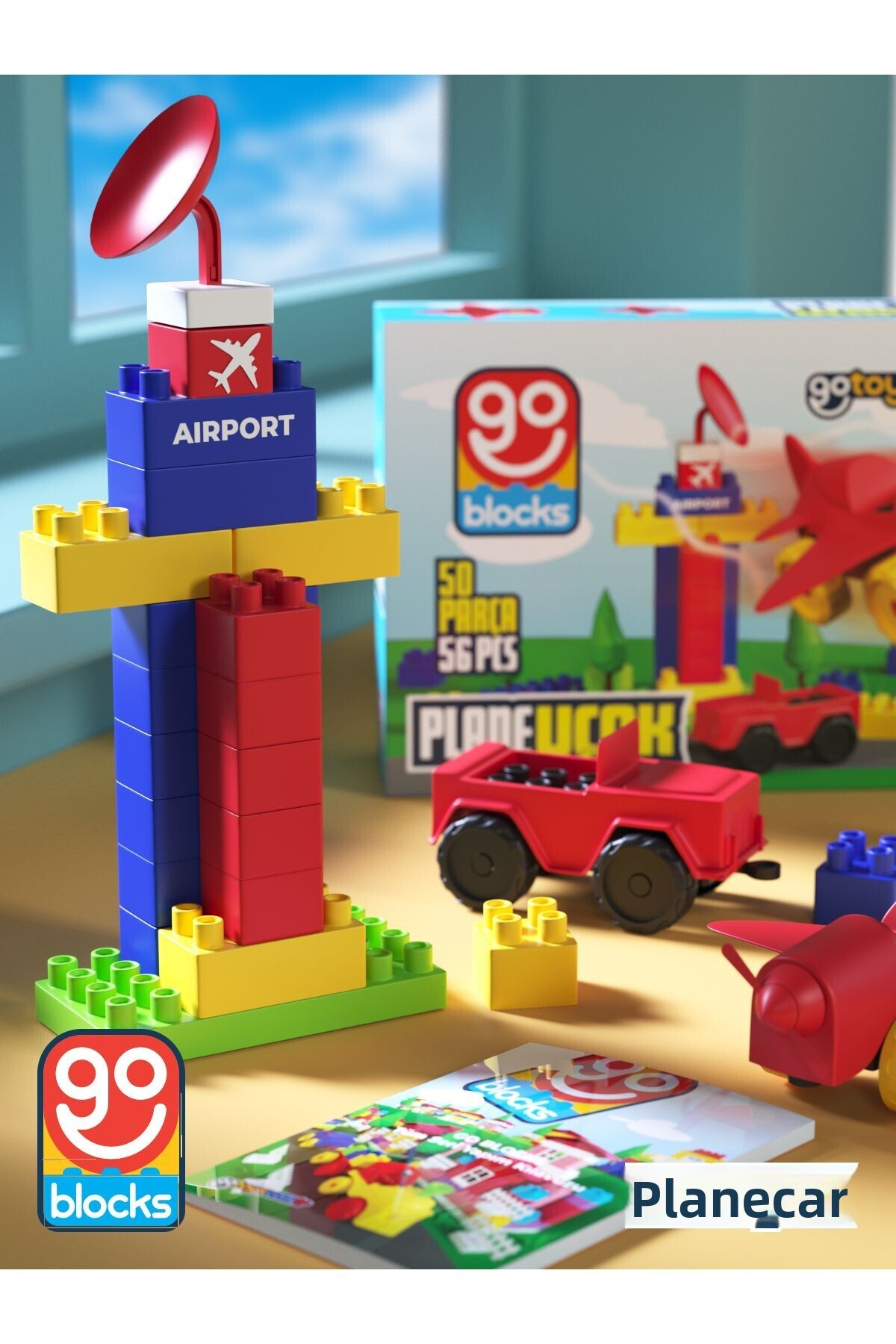 Go Toys-Go Blocks Plane - 56 Piece Mega Block Building Toy Set 3