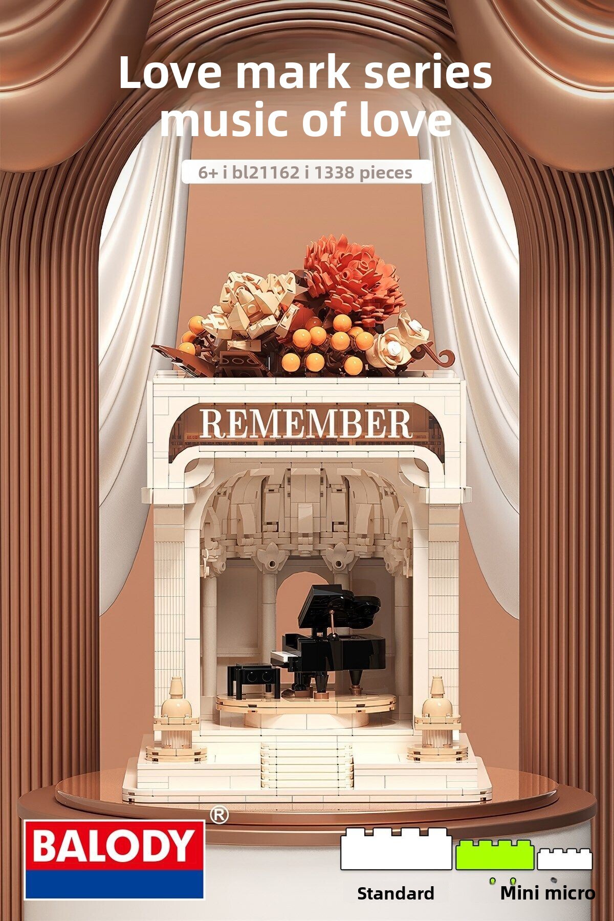 مجموعه Love Mark - ست اسباب‌بازی‌های ساختنی بلوکی مینیاتوری موسیقی عشق (Bl21162)