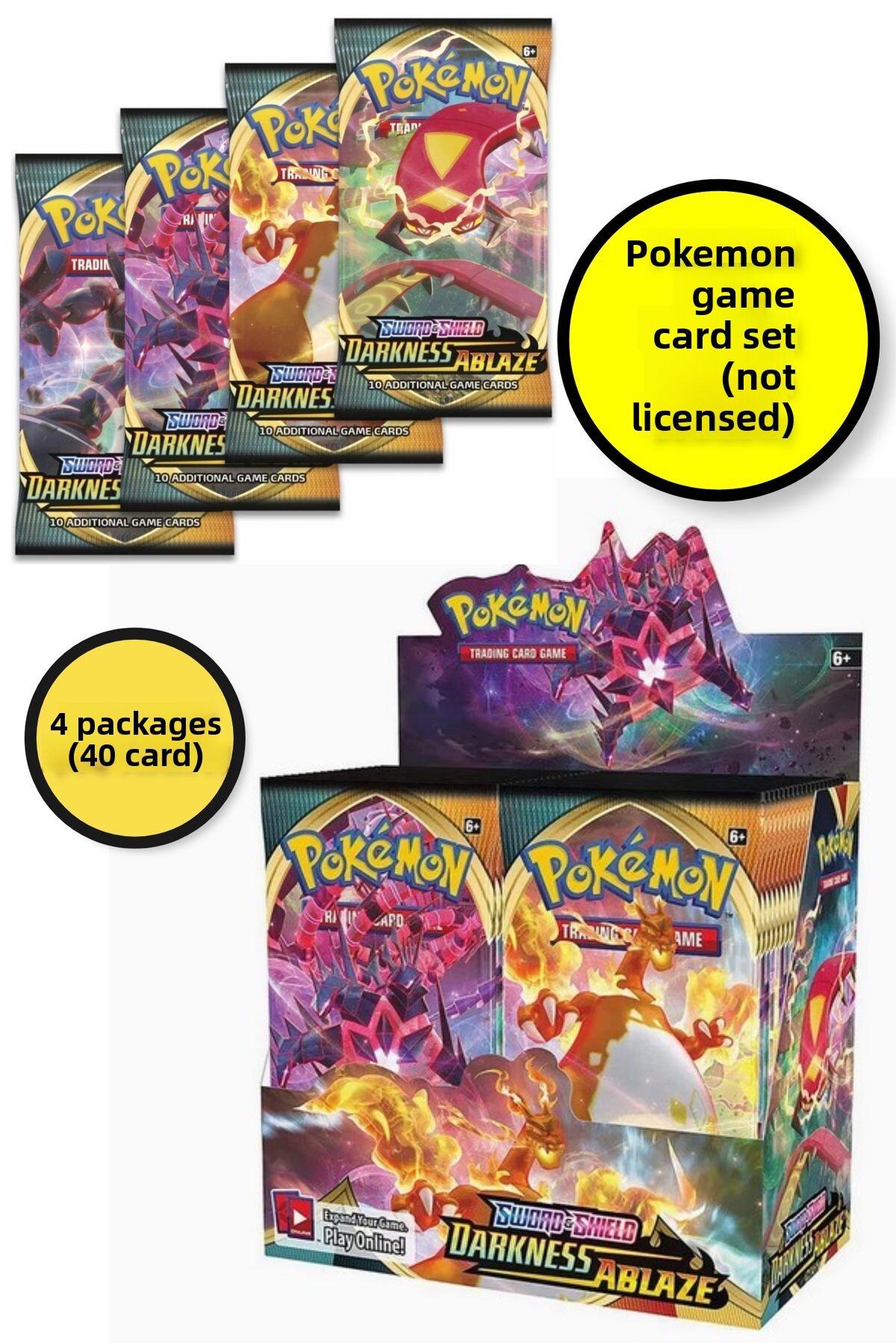 TOYFEST Pokemon Tcg Boost Pack - Sword &Shield Darkness Ablaze (4 Pack, 40  Cards)- Trendyol