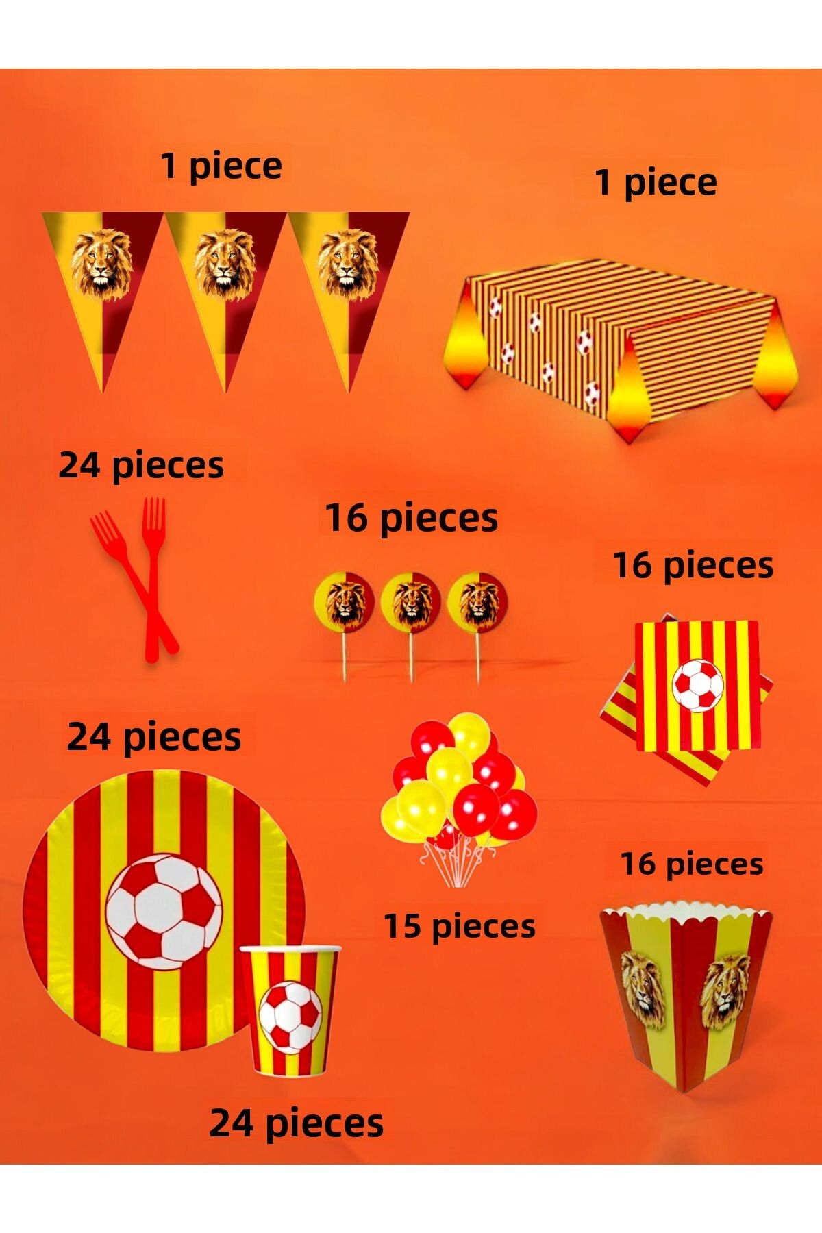 VibeHome-Red Yellow Fan XL Pack for 24 - Birthday Party & Fun Events 2