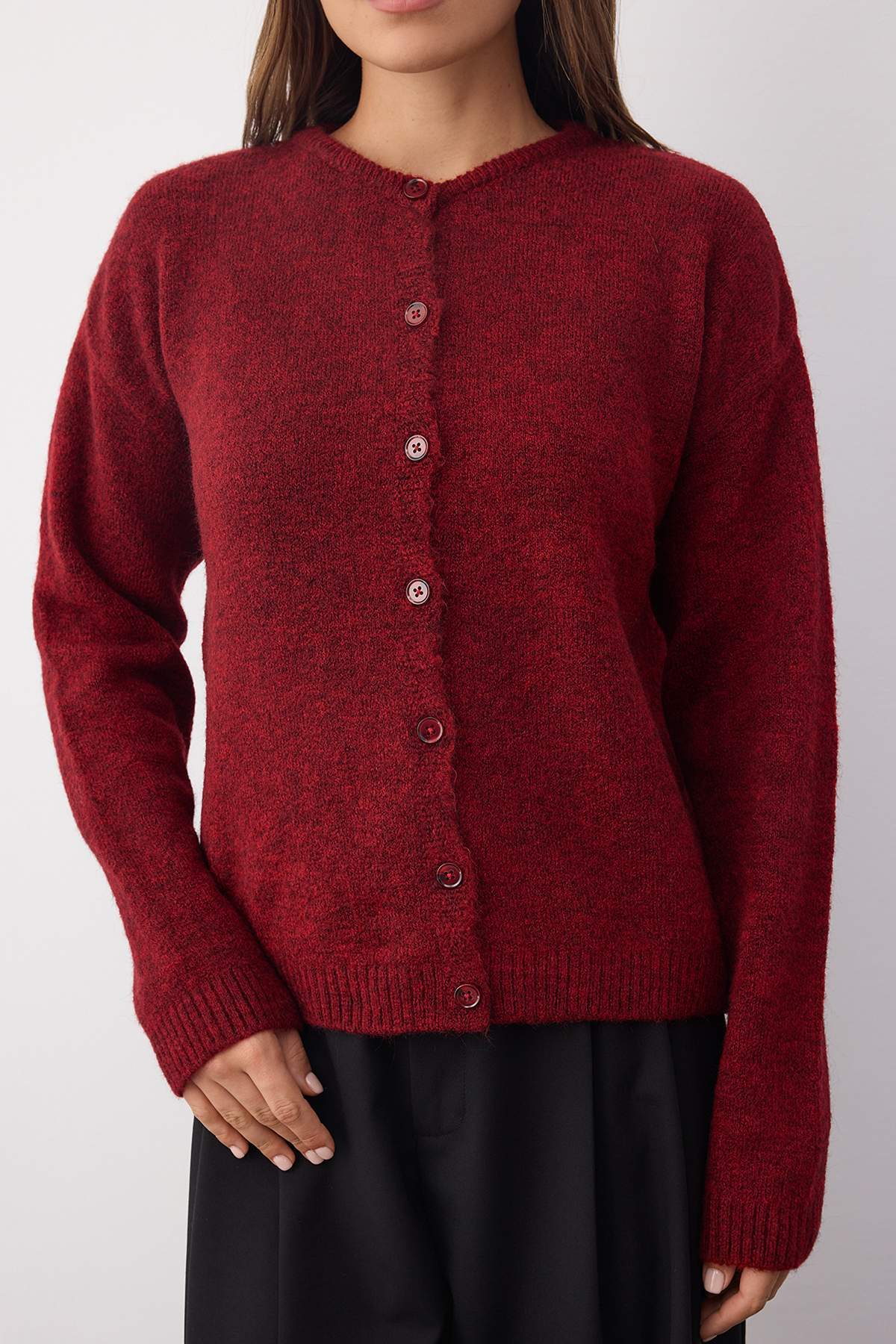 Trendyolmilla  Wardrobe Essentials Kırmızı Yumuşak Dokulu Triko Hırka | TWOAW26HI00082 - Görsel 3