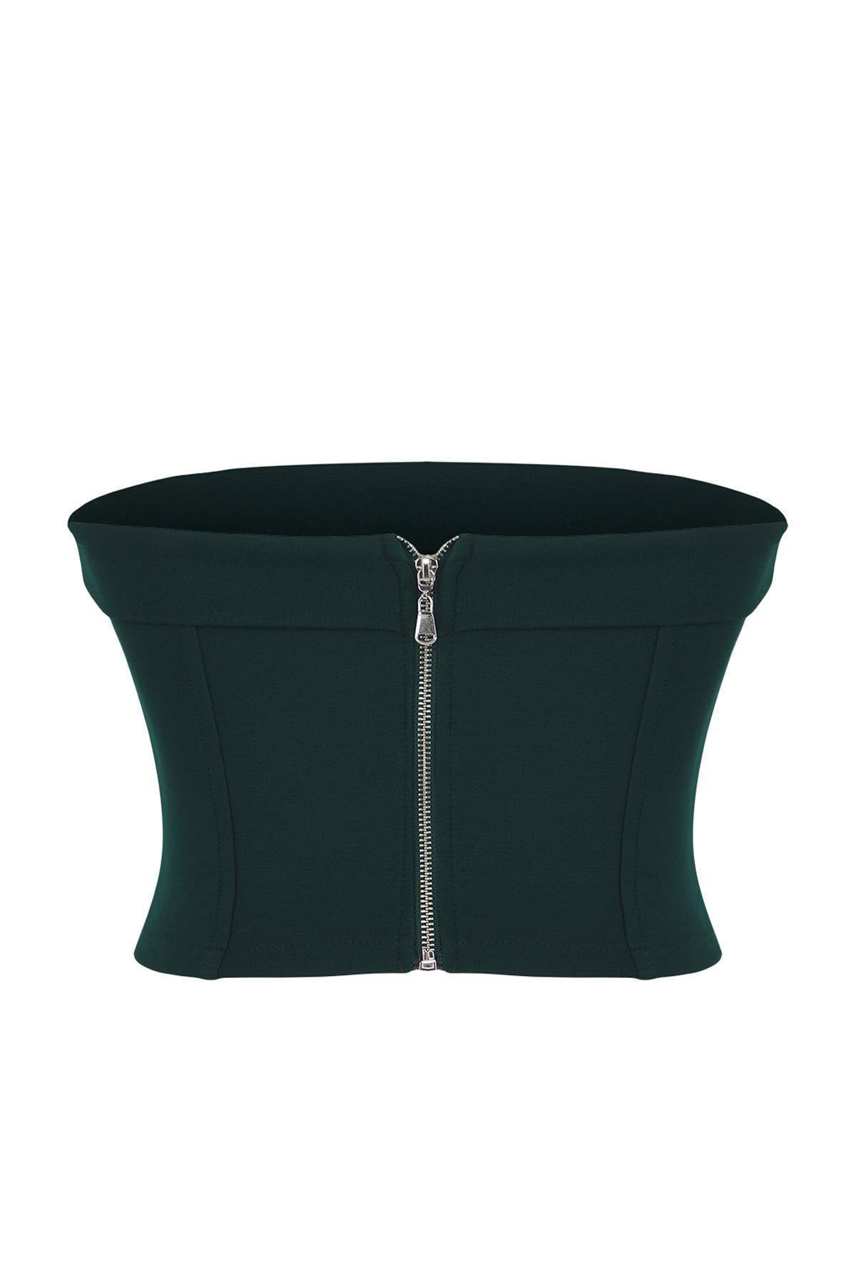 Trendyol Curve-Plus Size Emerald Green Interlock Blouse - Tbbaw24Dj00000 8