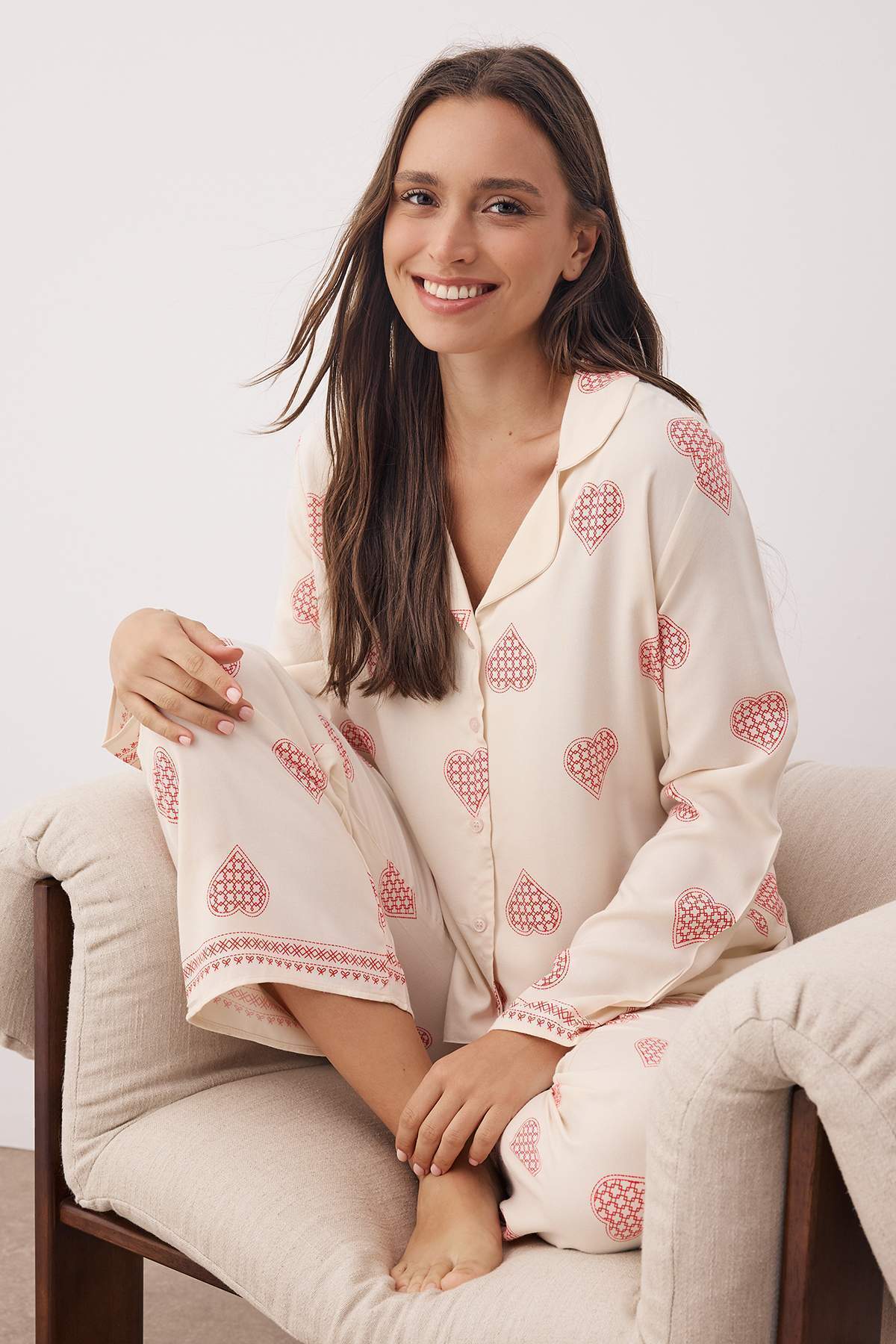 Trendyol Collection Ecru 100% Cotton Covered Woven Pajama Set Thmaw26Pt00025