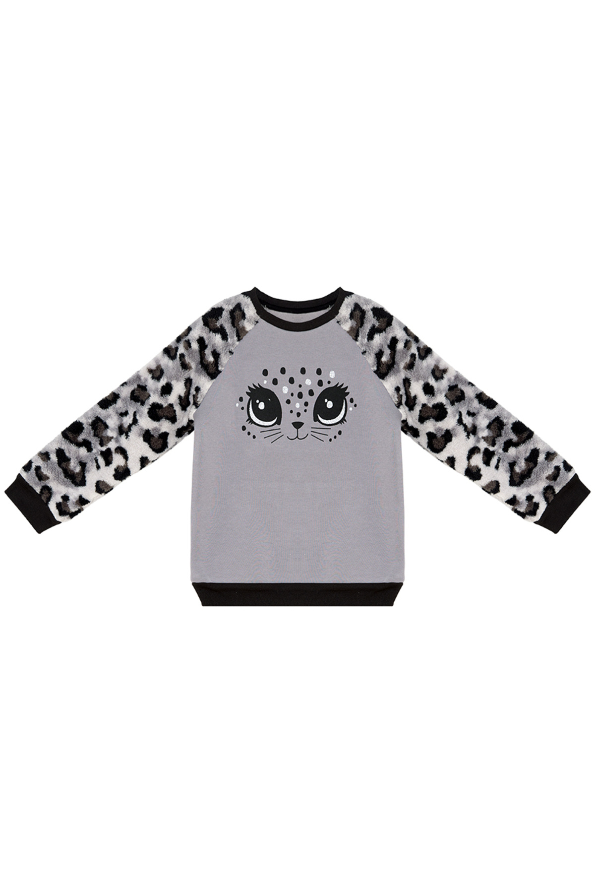 Denokids-Plüsch-Sweatshirt mit Leopardenmuster für Mädchen 3