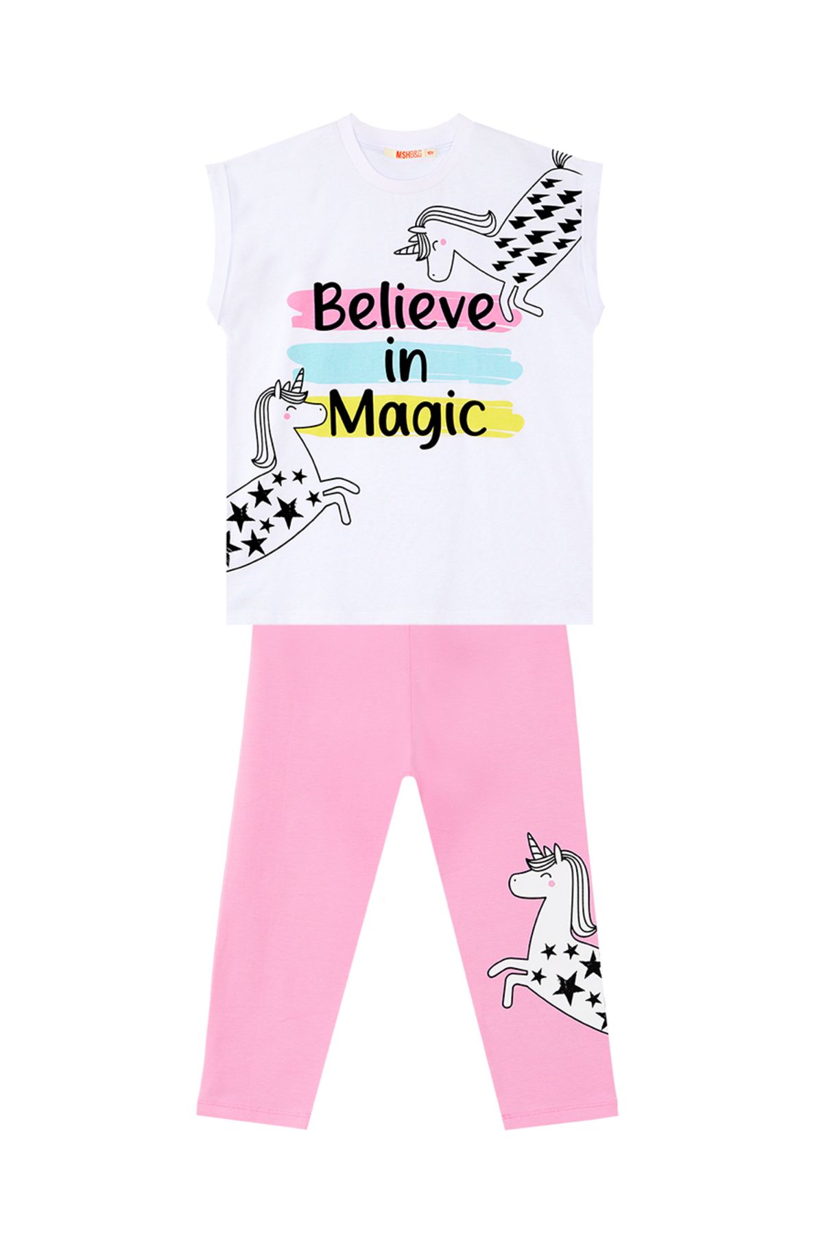 MSHB&G-Believe in Magic Girls Summer T-Shirt Leggings Set 3