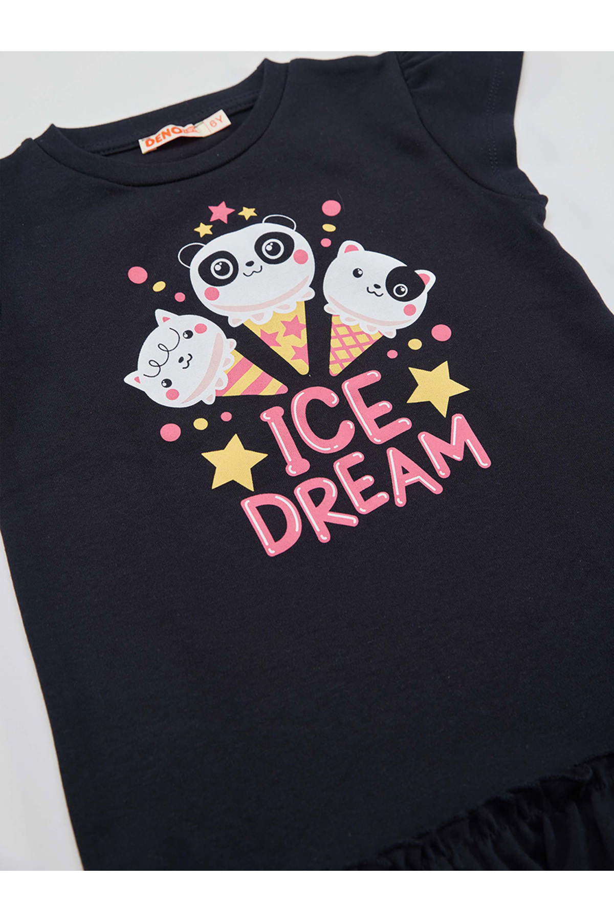 Denokids-Marineblaues Sommerkleid aus Baumwolle für Mädchen - Ice Cream Dream 5