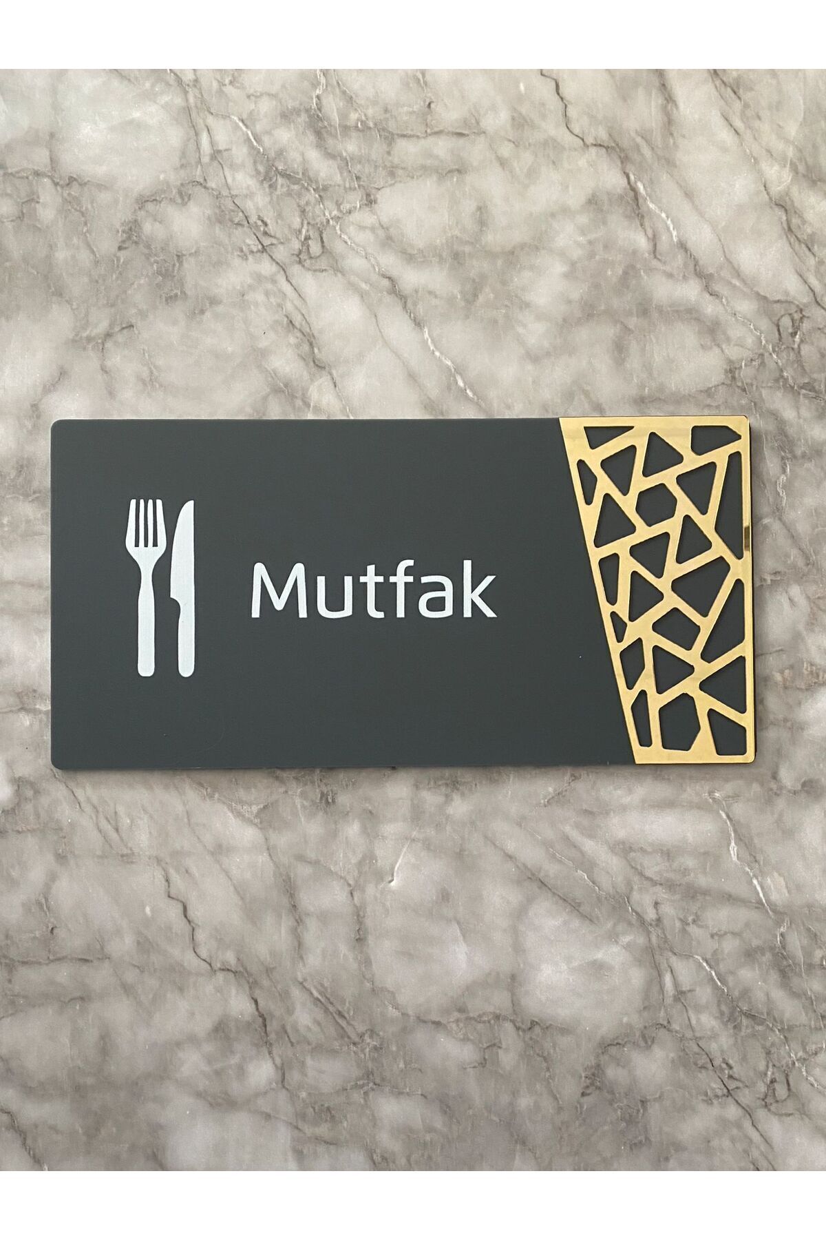 Yönline Mutfak Kapı İsimliği Antrasit Pleksi & Mdf Modern