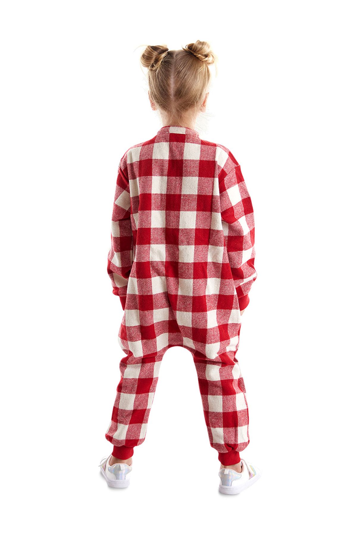 Denokids-Geknöpfter, gewebter Overall für Mädchen mit Fox-Karomuster 2