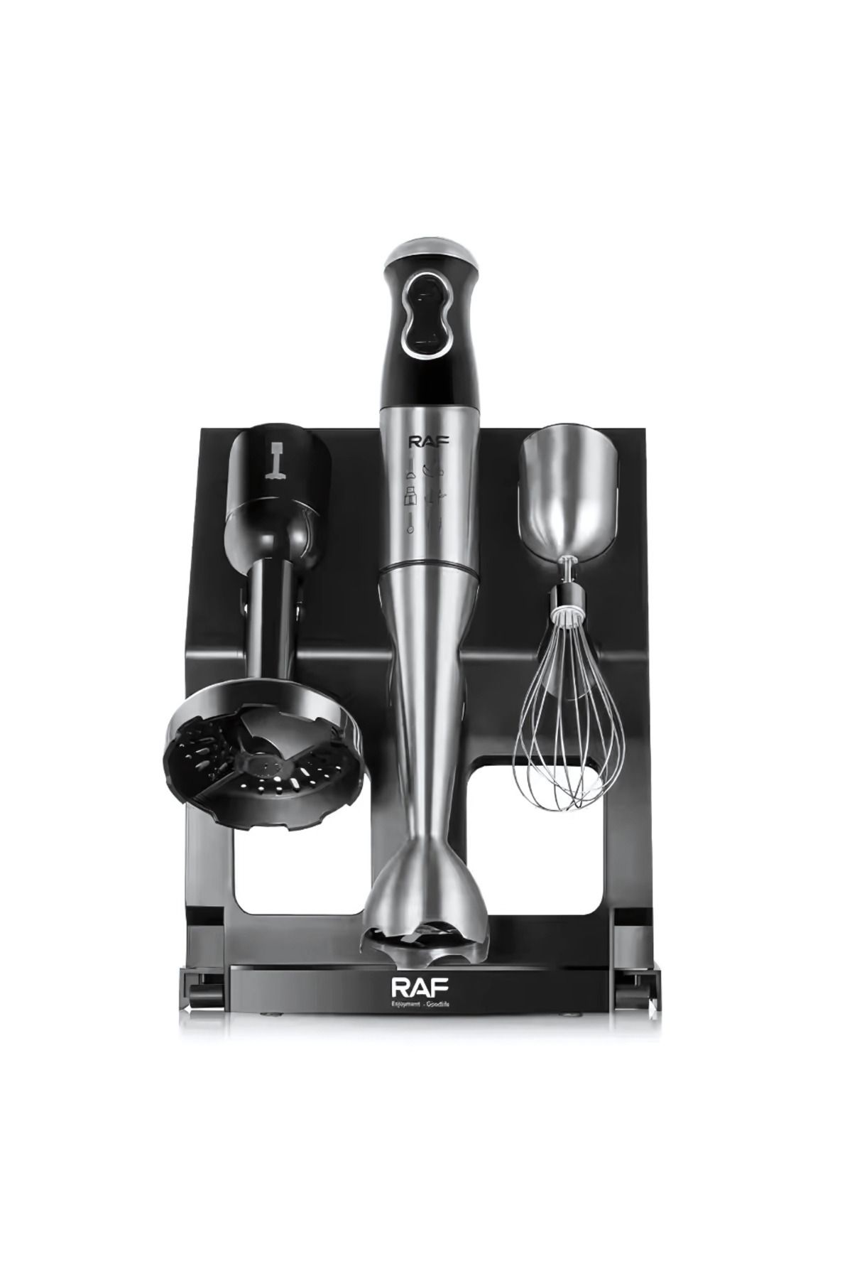 Blasko-Blender Vertical 5 in 1, 500W, 4 Lame Inox, 2 Recipiente, Tel, Suport Depozitare 1