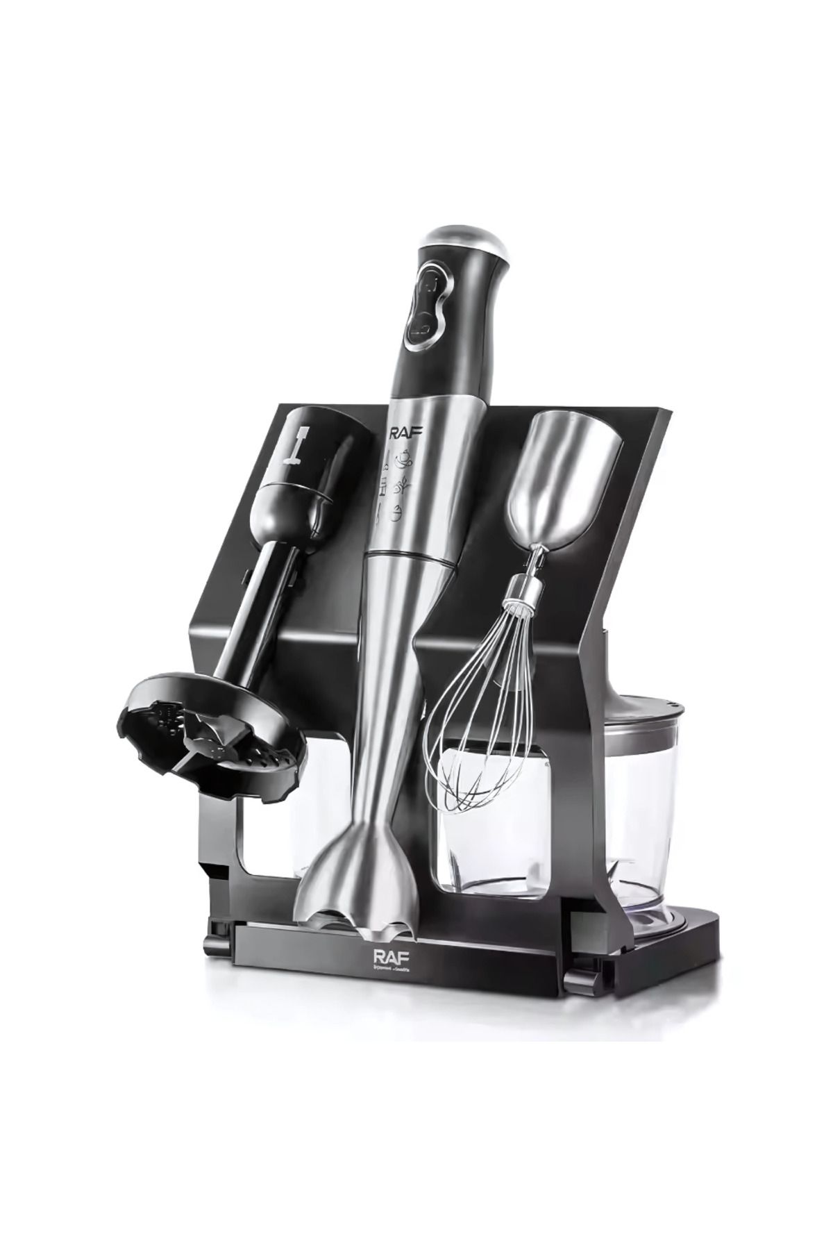 Blasko-Blender Vertical 5 in 1, 500W, 4 Lame Inox, 2 Recipiente, Tel, Suport Depozitare 2