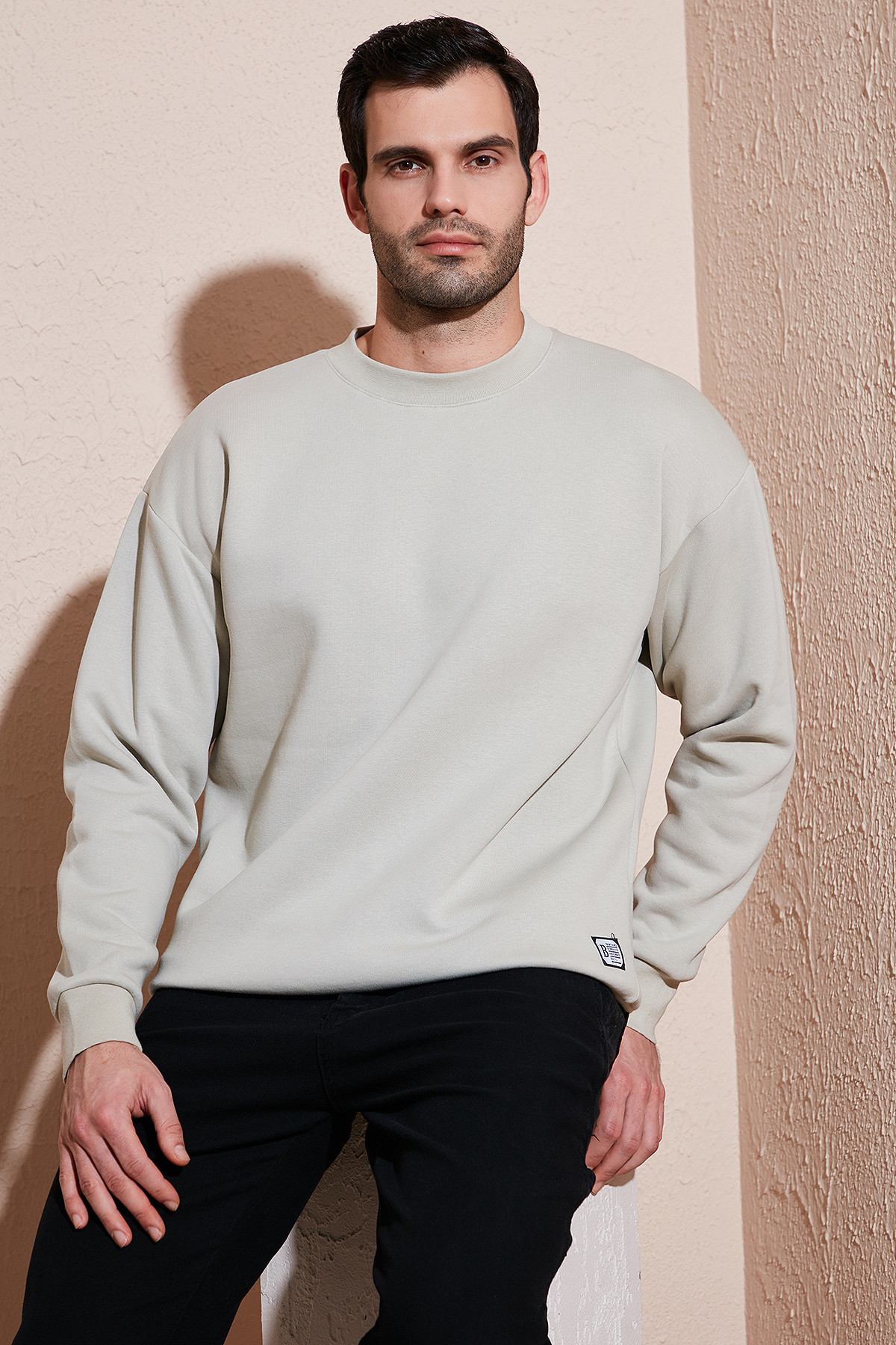 Buratti-Sweat pentru bărbați, cu croială obișnuită, cu gâtul rotund, din bumbac, cu blană în interior 5905255 3