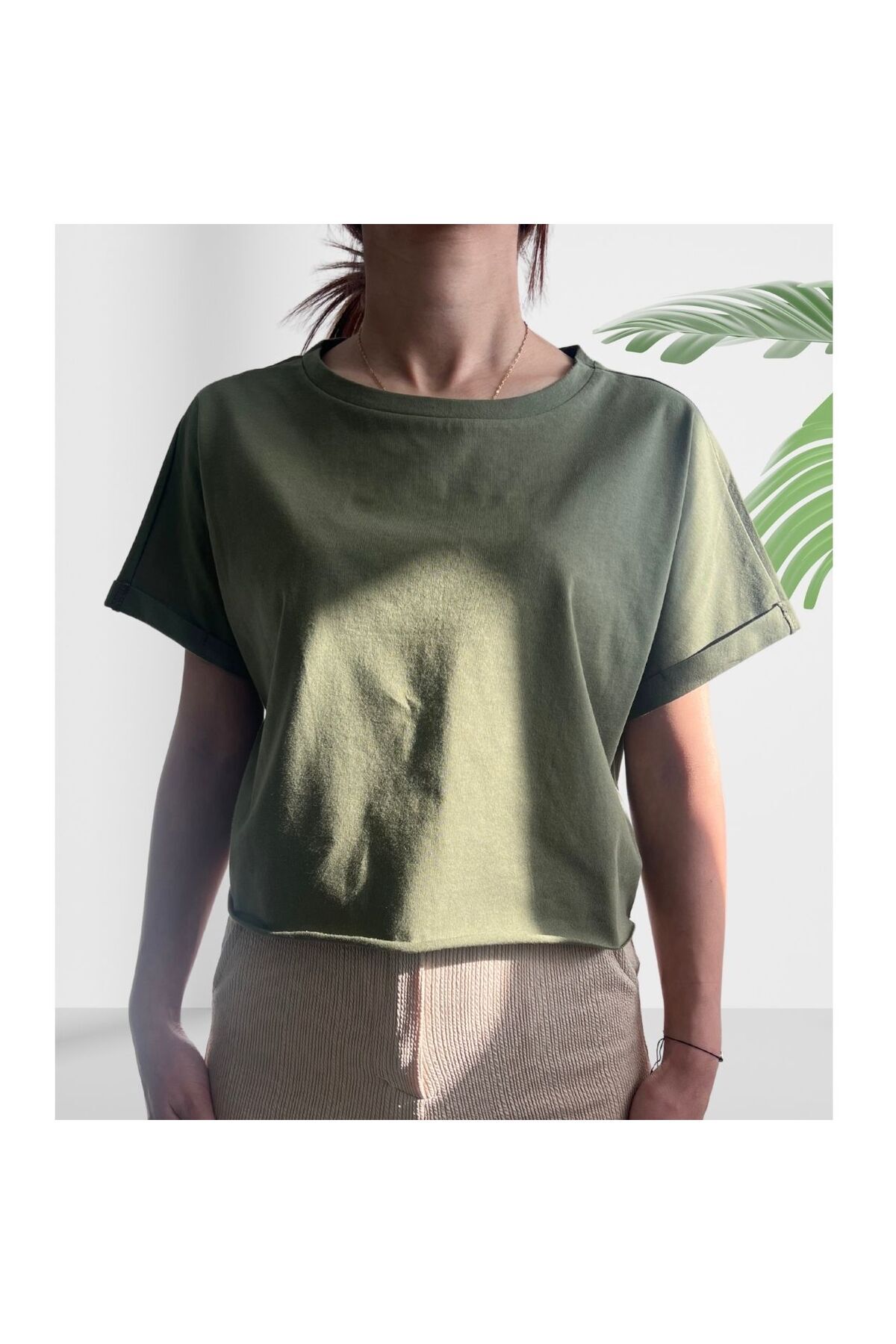 Mood Lab Crop Bisiklet Yaka Örme T-shirt Sportwear 4'LÜ Paket görsel 2