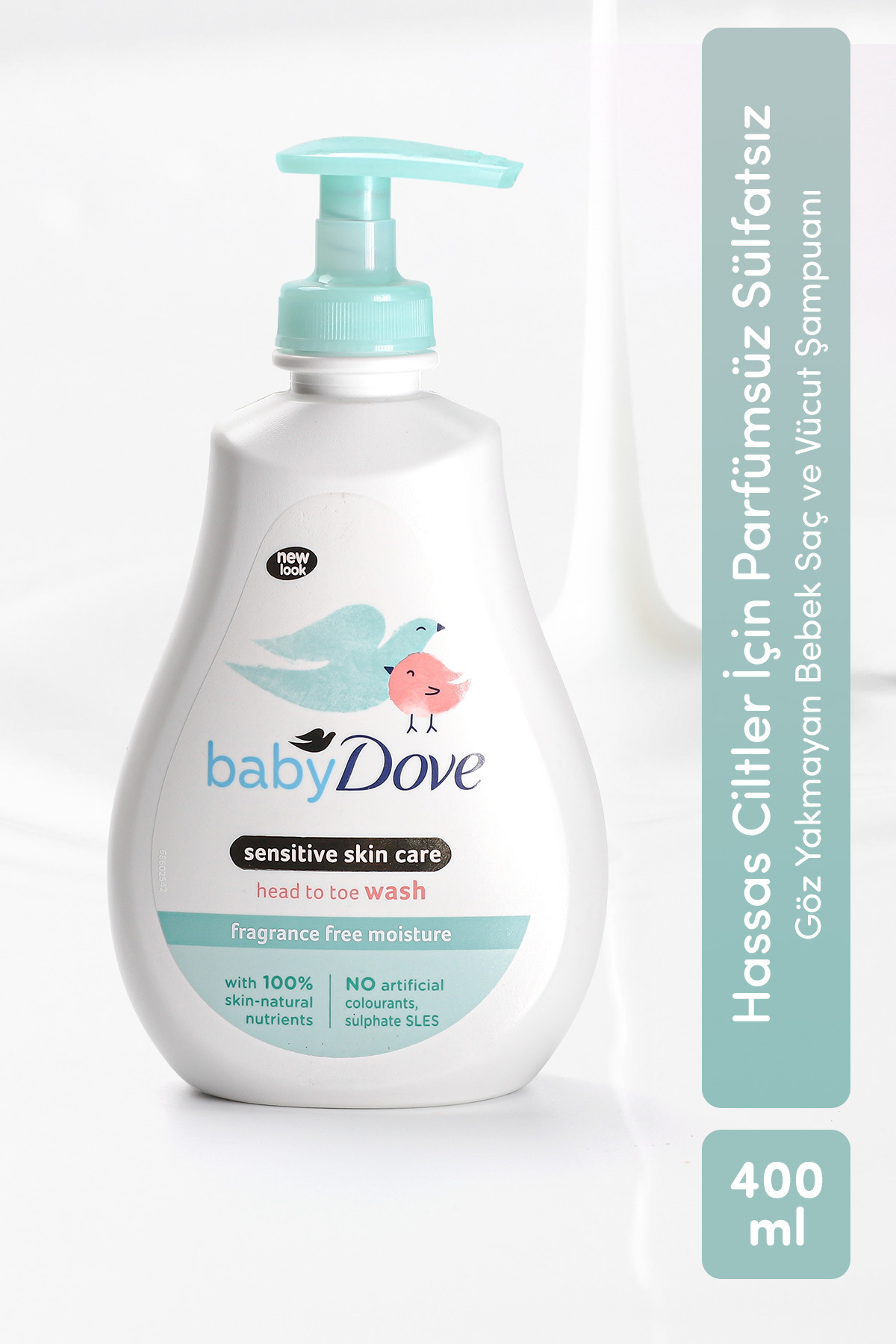 Dove Hassas Ciltler için Parfümsüz Sülfatsız Göz Yakmayan Bebek Saç ve Vücut Şampuanı 400 ml