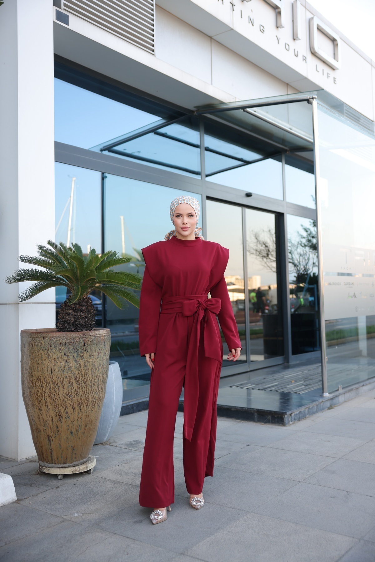 Wovi Kadin Geniş Kuşak Fermuarlı Tesettür Tulum Salopet