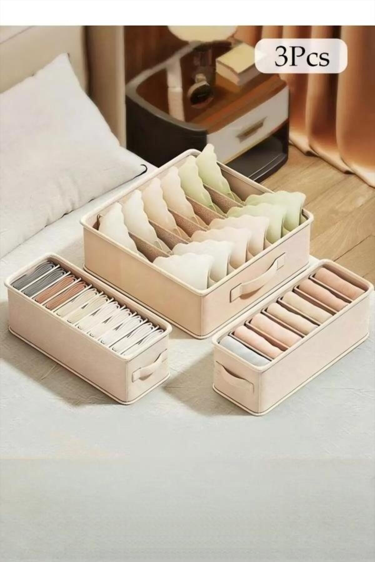 Generic-3pcs Cube Closet Storage Box with Handle and Separator Plate 1