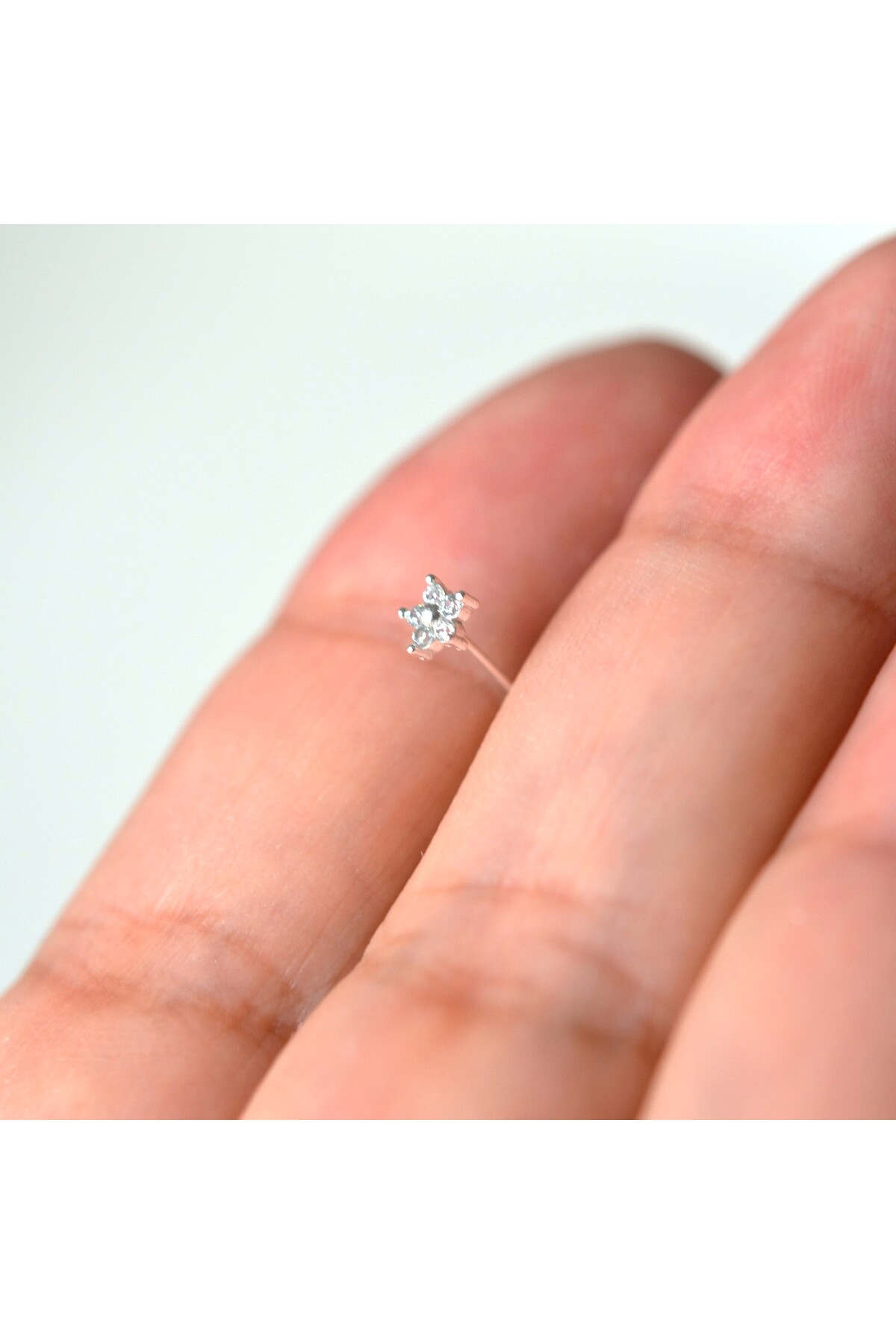 Heppii 925 Ayar Gümüş Çiçek Hızma Burun Piercing görsel 6
