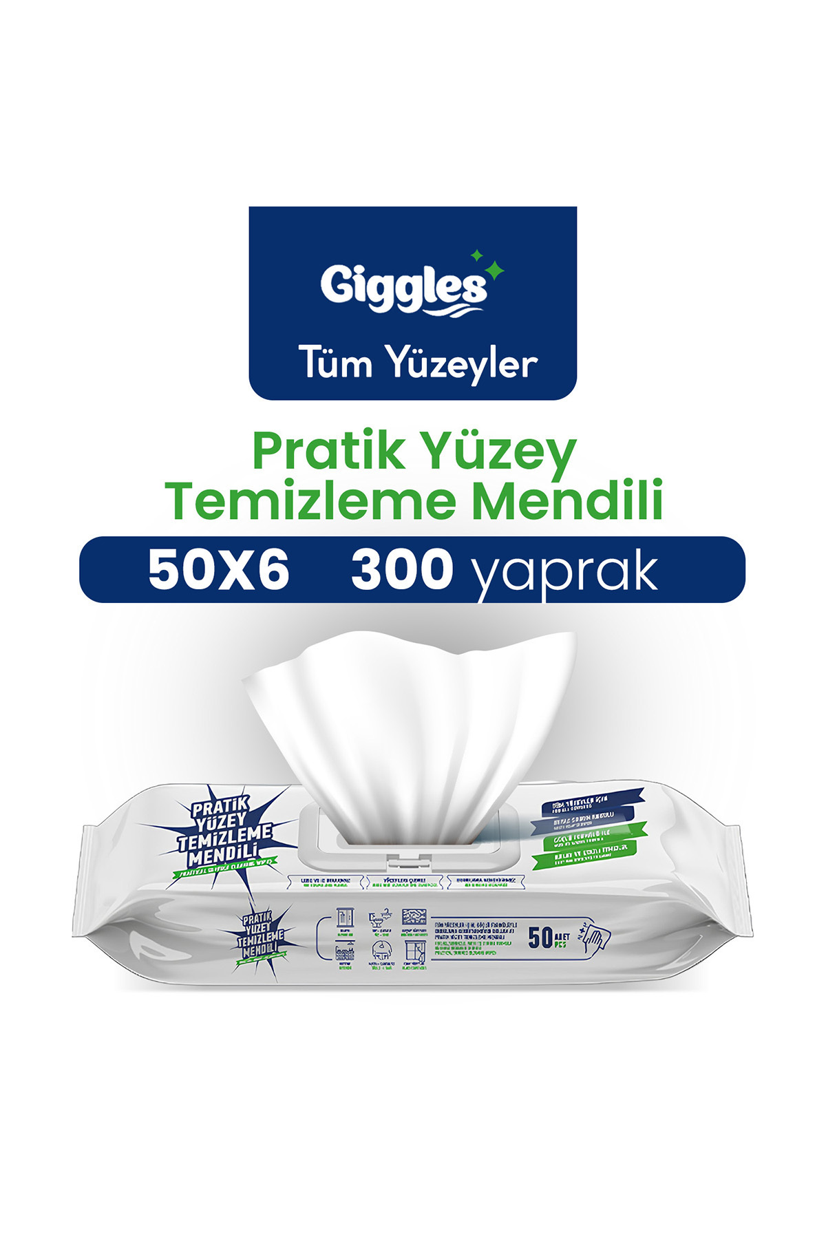giggles Yüzey Temizlik Havlusu Mendili 50 'li 6 Paket 300 Yaprak
