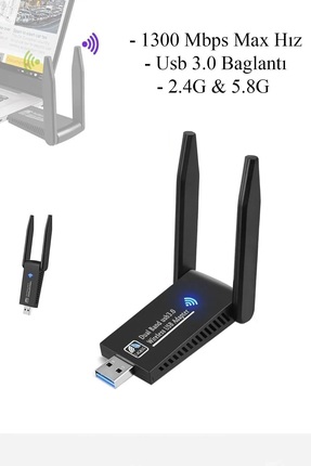 CONOCER USB Wifi Adaptörü 1300 MBPS USB Kablosuz Alıcı Dongle Alıcı Masaüstü ...