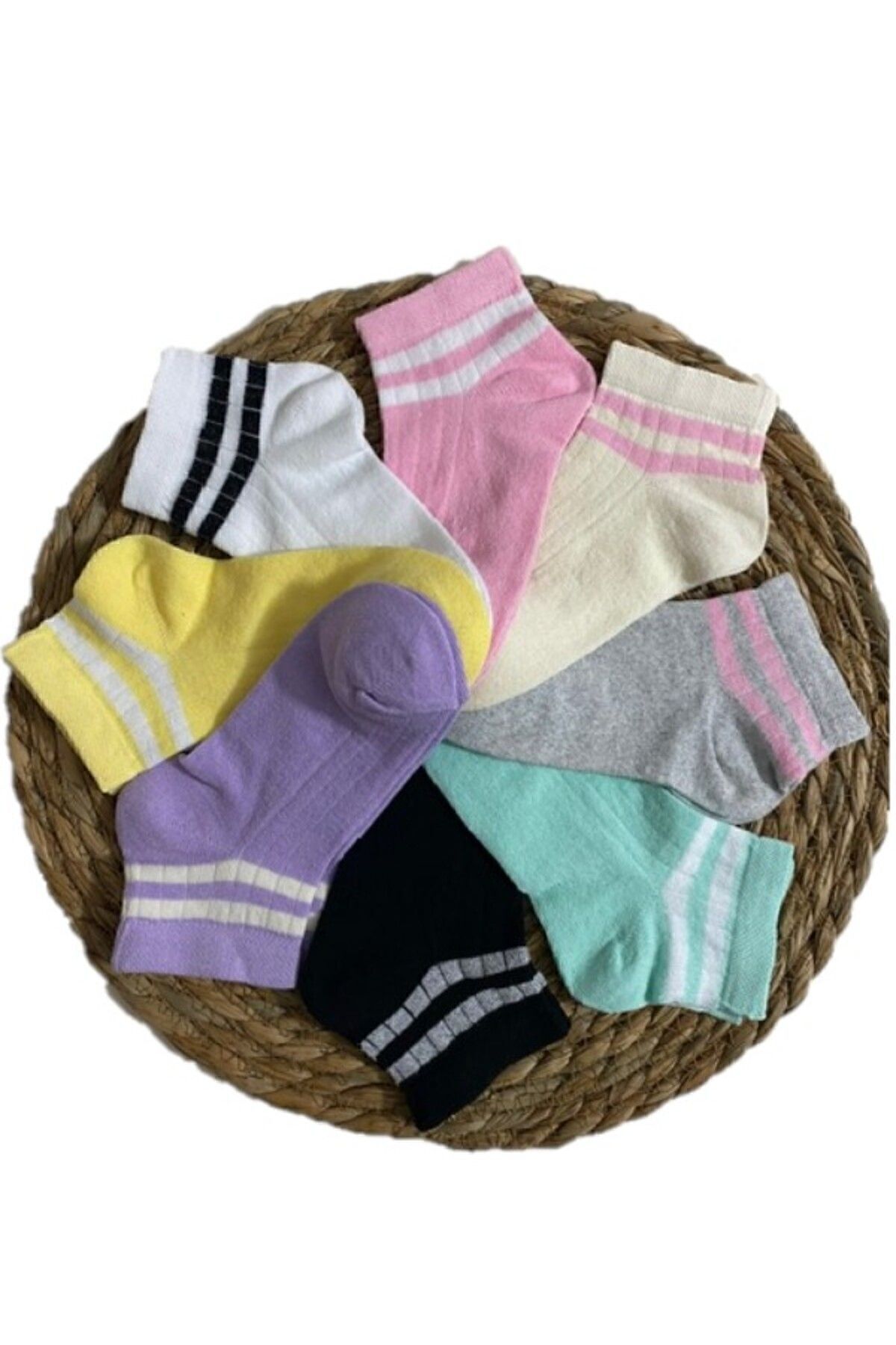 Hobins Sportswear & Company ÇOCUK & BAYAN Çember Desenli Patik Çorap 8 Çift fotoğrafı 5 (önizleme)