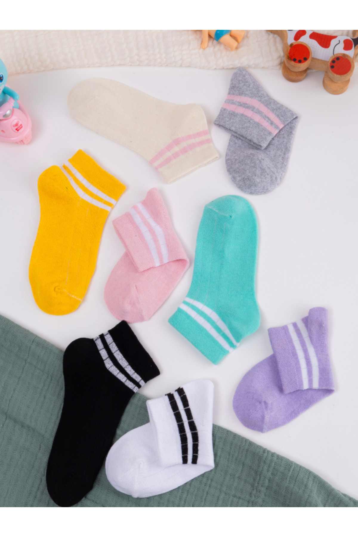 Hobins Sportswear & Company ÇOCUK & BAYAN Çember Desenli Patik Çorap 8 Çift fotoğrafı 4 (önizleme)