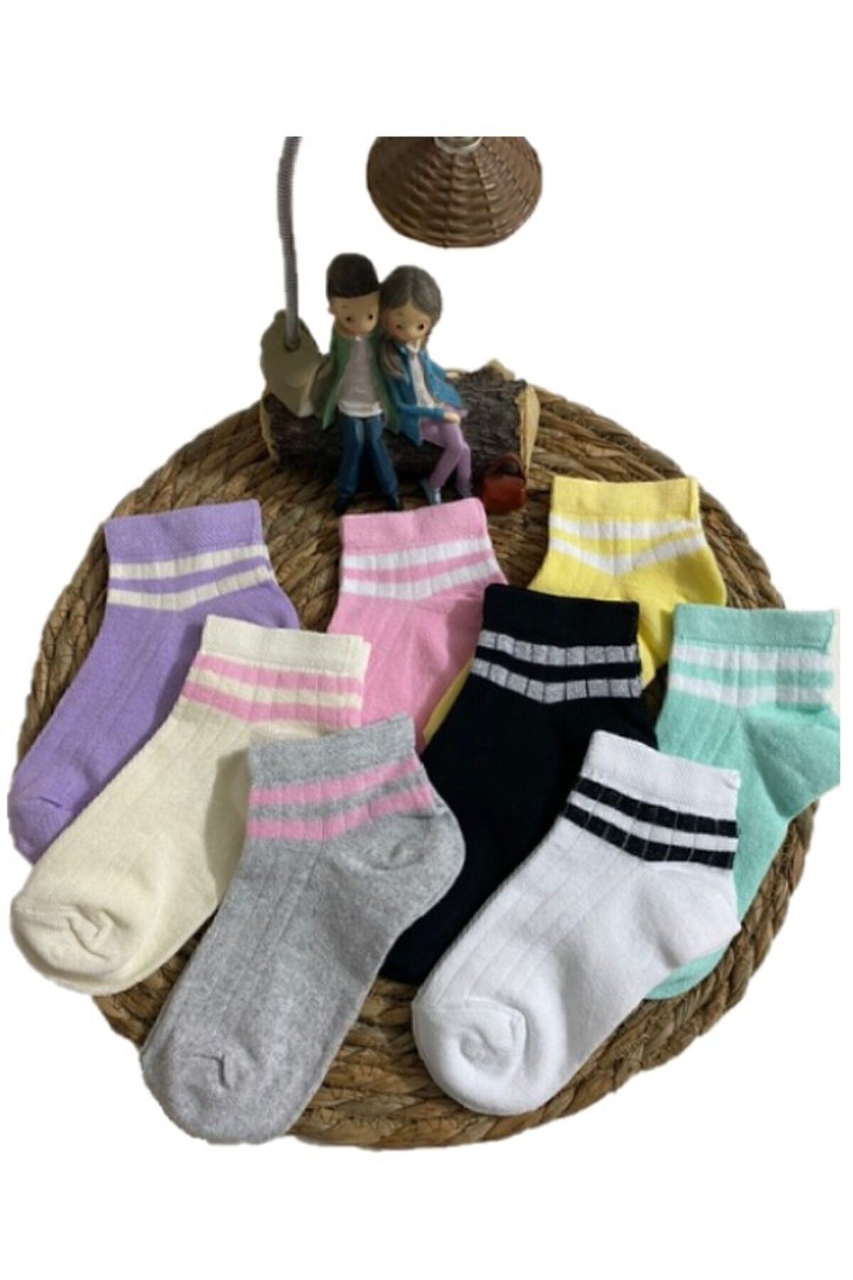 Hobins Sportswear & Company ÇOCUK & BAYAN Çember Desenli Patik Çorap 8 Çift fotoğrafı 7 (önizleme)