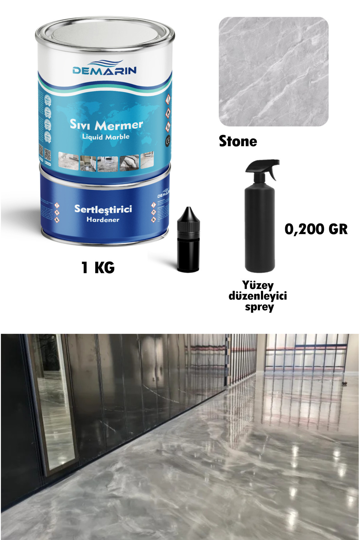 Bicomponent Solvent-Free Liquid Marble Liquid Marble (Countertop, Floor Paint)