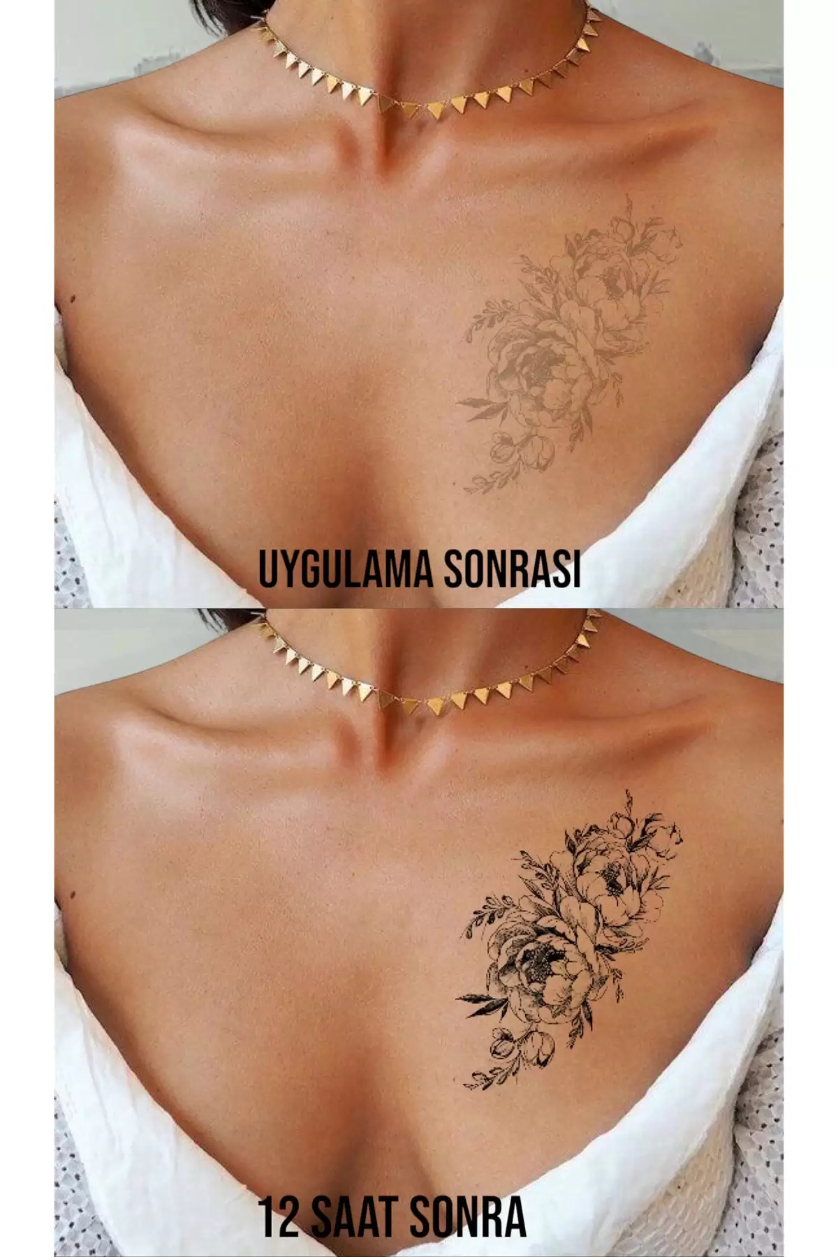 Flower Shaped 12 Hours Later Darkening Temporary Tattoo