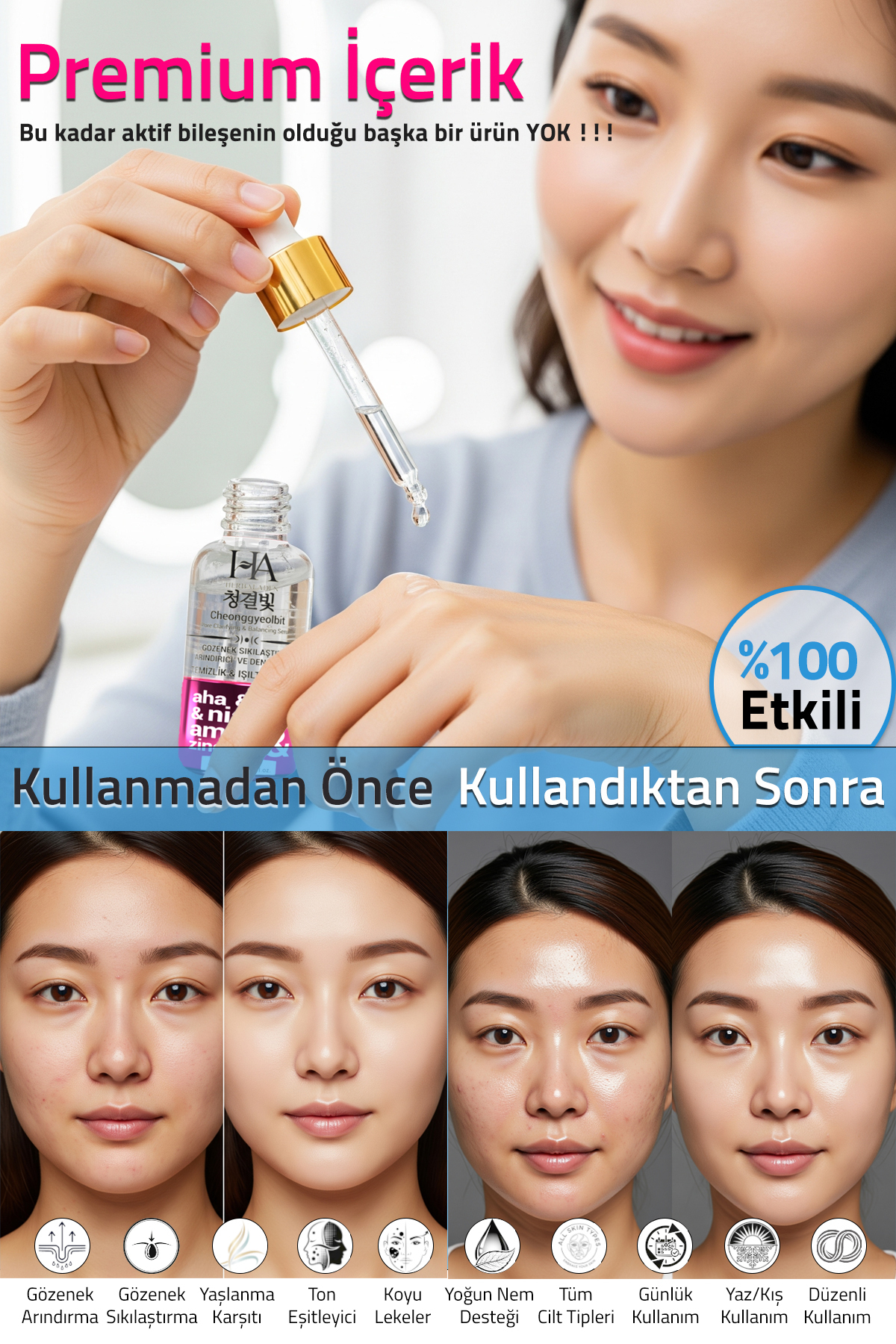 Gözenek Sıkılaştırıcı, Canlandırıcı, Nemlendirici ve Temizleyici Cilt Serumu 50 ML — HA-104 — تصویر 6 از 7