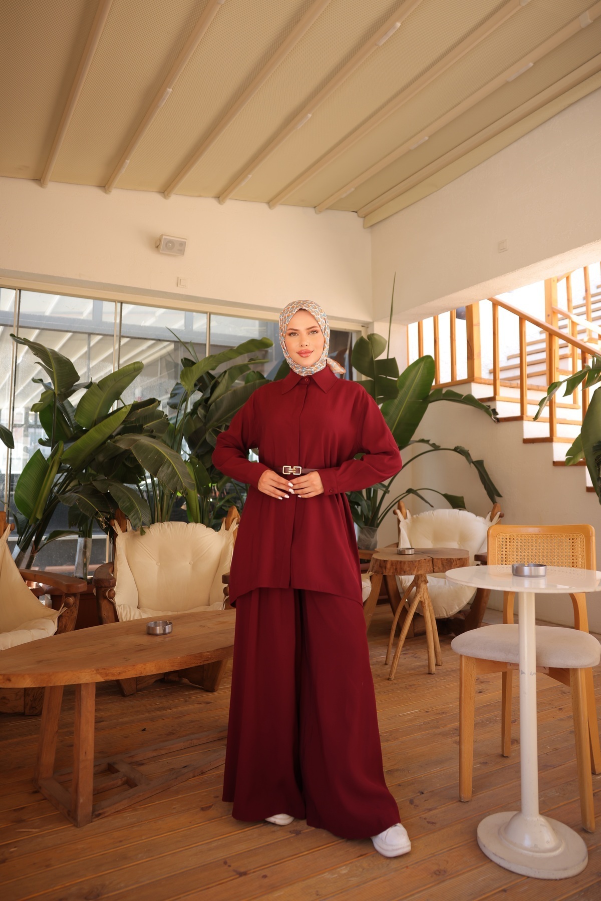 Ryzi Moda-Women's Hijab Tracksuit Set Stylish Button up Shirt and Pants Set |   Comfortable and Modern Bottom Top Combination 4