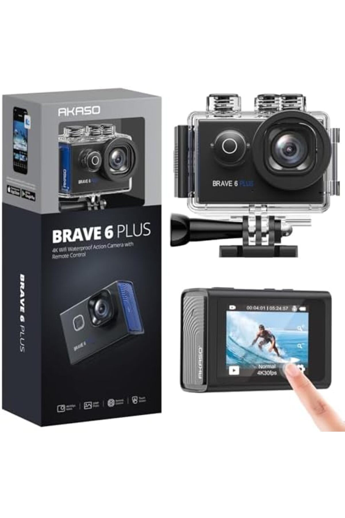 AKASO-Brave 6 Plus Native 4K30FPS 20MP WiFi Action Camera with Touch Screen EIS 4X Zoom Voice Contro 2