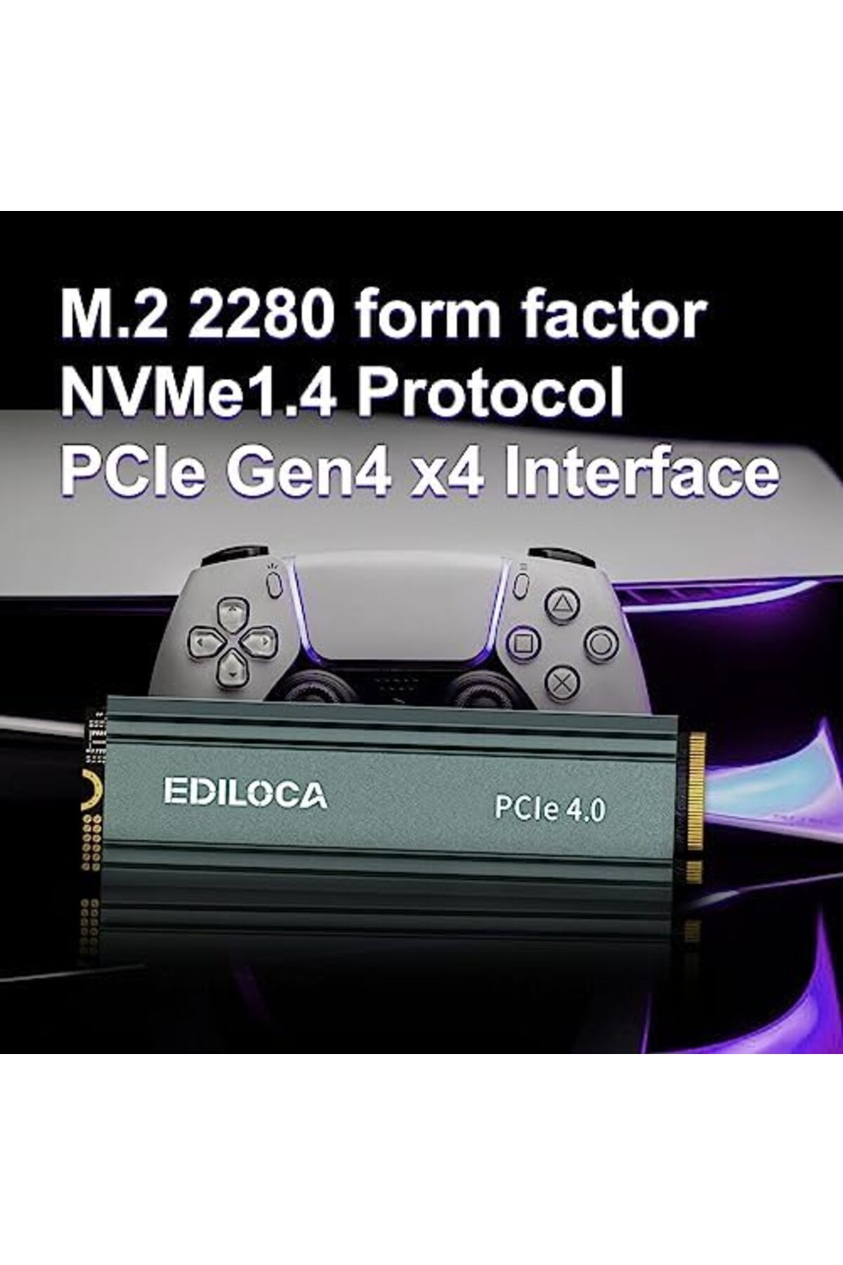 Generic-Ediloca EN760 SSD with Heatsink 500GB PCIe Gen4, NVMe M.2 2280, 3D NAND TLC, Up to 4800MB/s, Interna 4