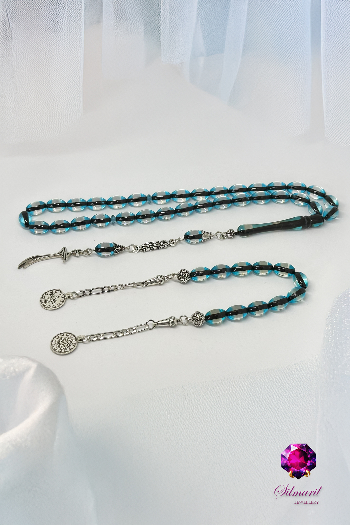 Sürmeli Kehribar Tespih Koleksiyonu - Mavi & Kırmızı - Tekli, Zaza ve Set Modelleri - Modern Şık — Silmaril Store (4)