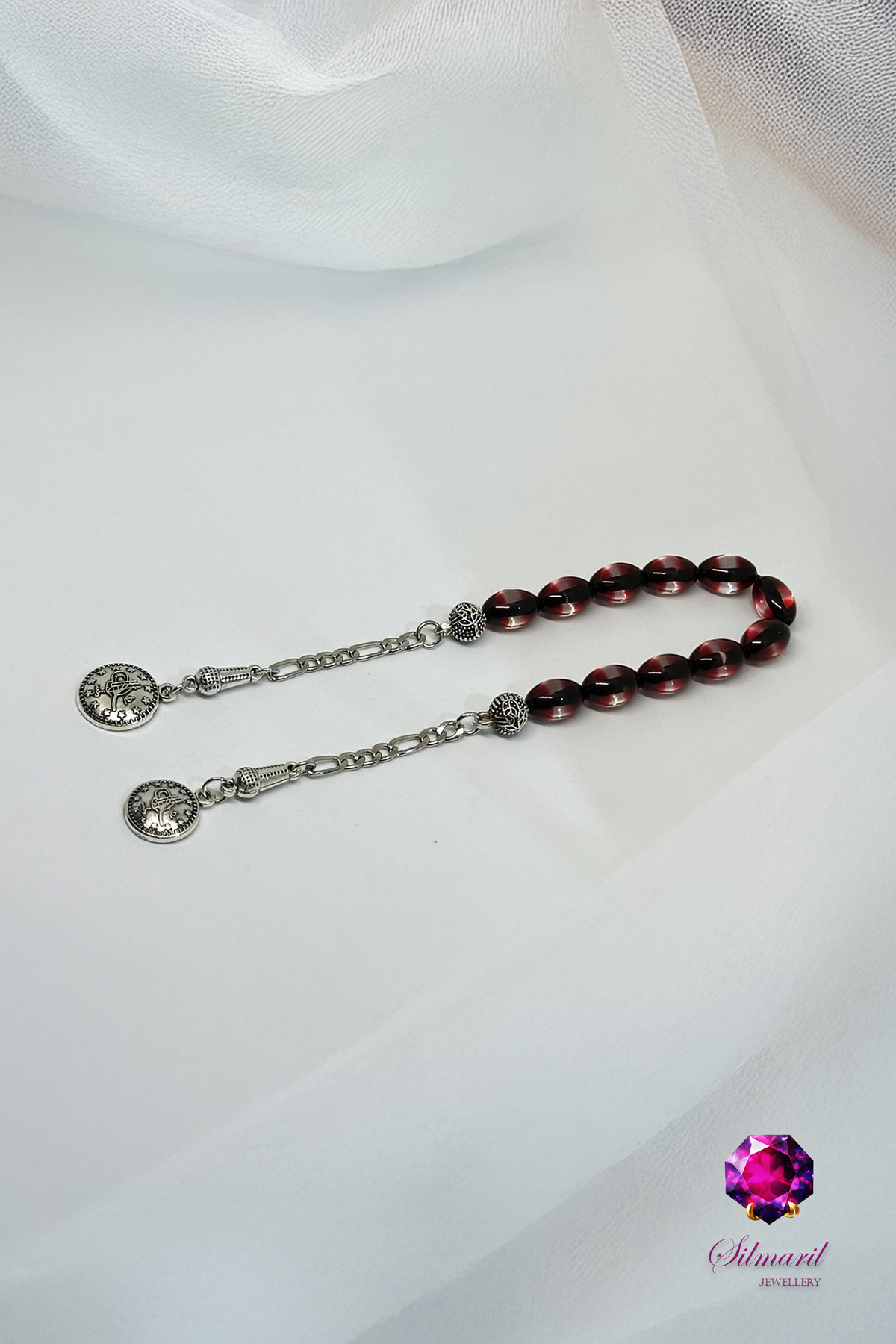 Sürmeli Kehribar Tespih Koleksiyonu - Mavi & Kırmızı - Tekli, Zaza ve Set Modelleri - Modern Şık — Silmaril Store (2)