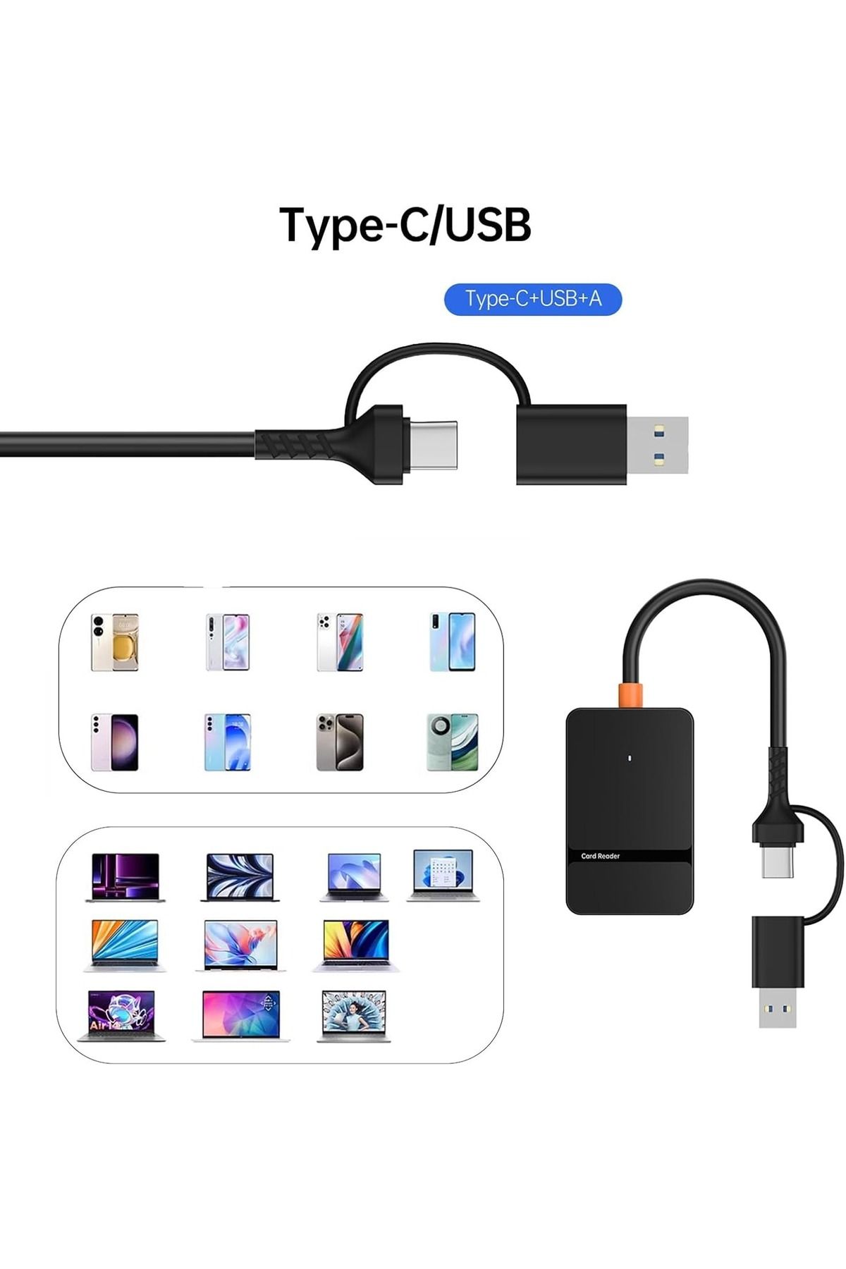 GENERAL-USB3.0/USB C memory card reader, with high-speed data transfer of 5 Gbps 6