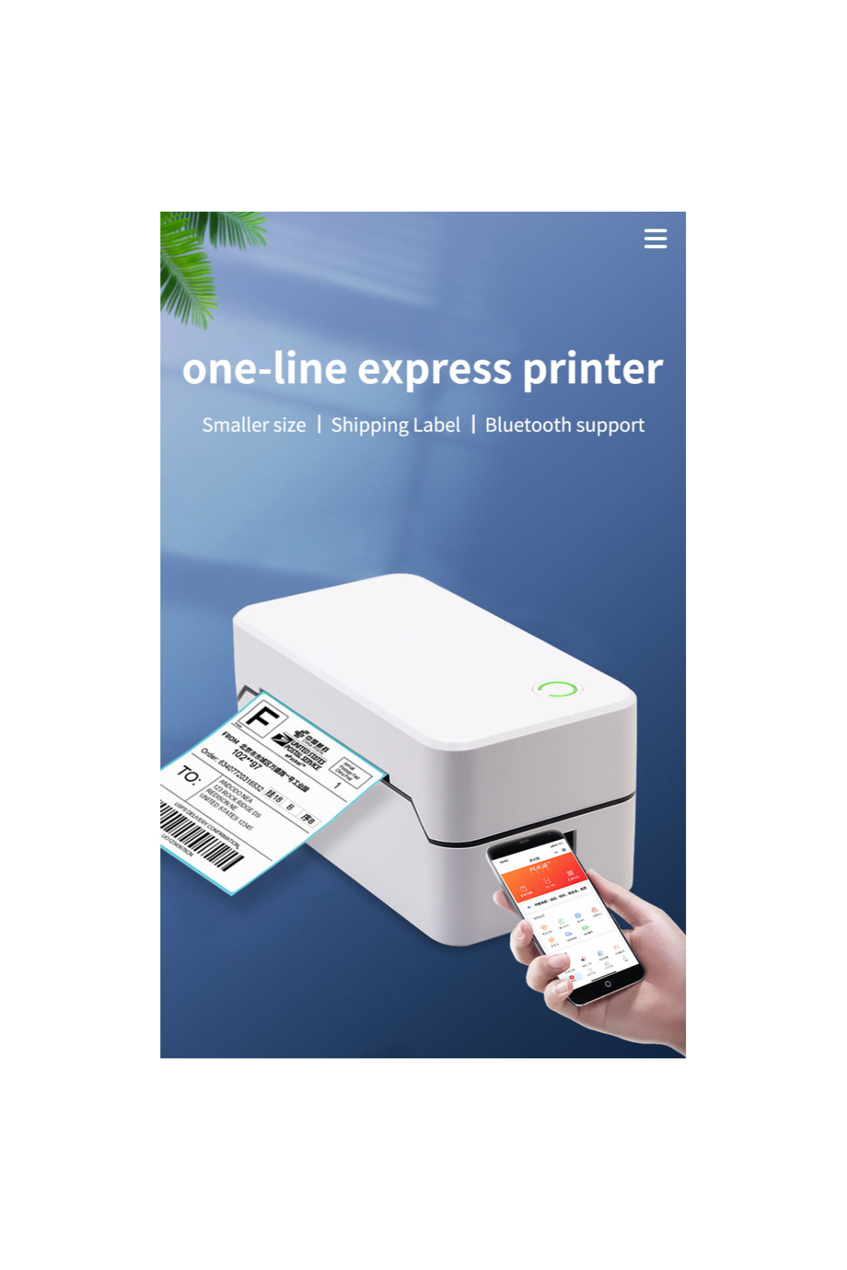 Tradeo-Compact Thermal Shipping Label Printer, Bluetooth Compatible, One-Line Express Printing, White 5