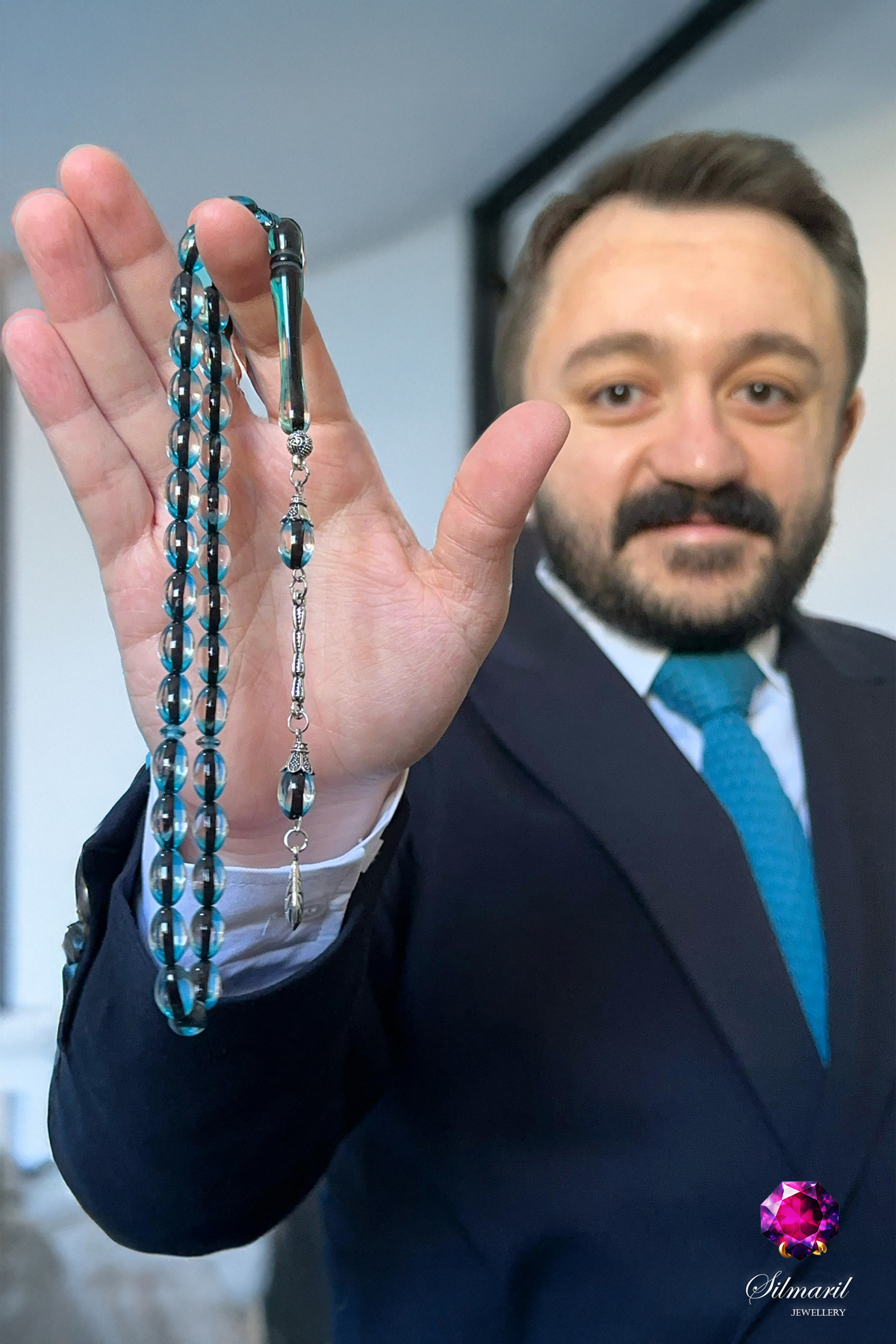 Sürmeli Kehribar Tespih Koleksiyonu - Mavi & Kırmızı - Tekli, Zaza ve Set Modelleri - Modern Şık — Silmaril Store (8)