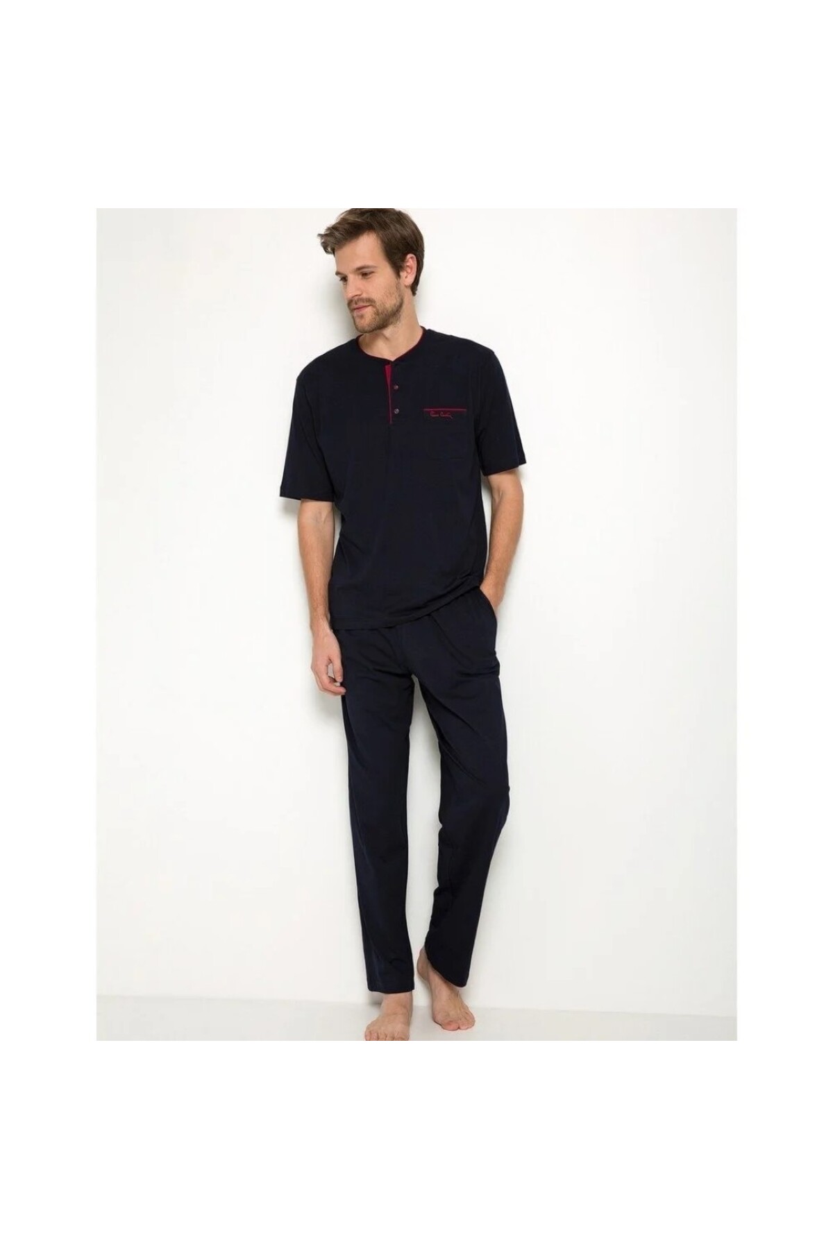 ست پیژامه مردانه راسته فاق نرمال آستین کوتاه | پیر کاردین Pierre Cardin SET.PİER5370.ROZ. - تصویر 3
