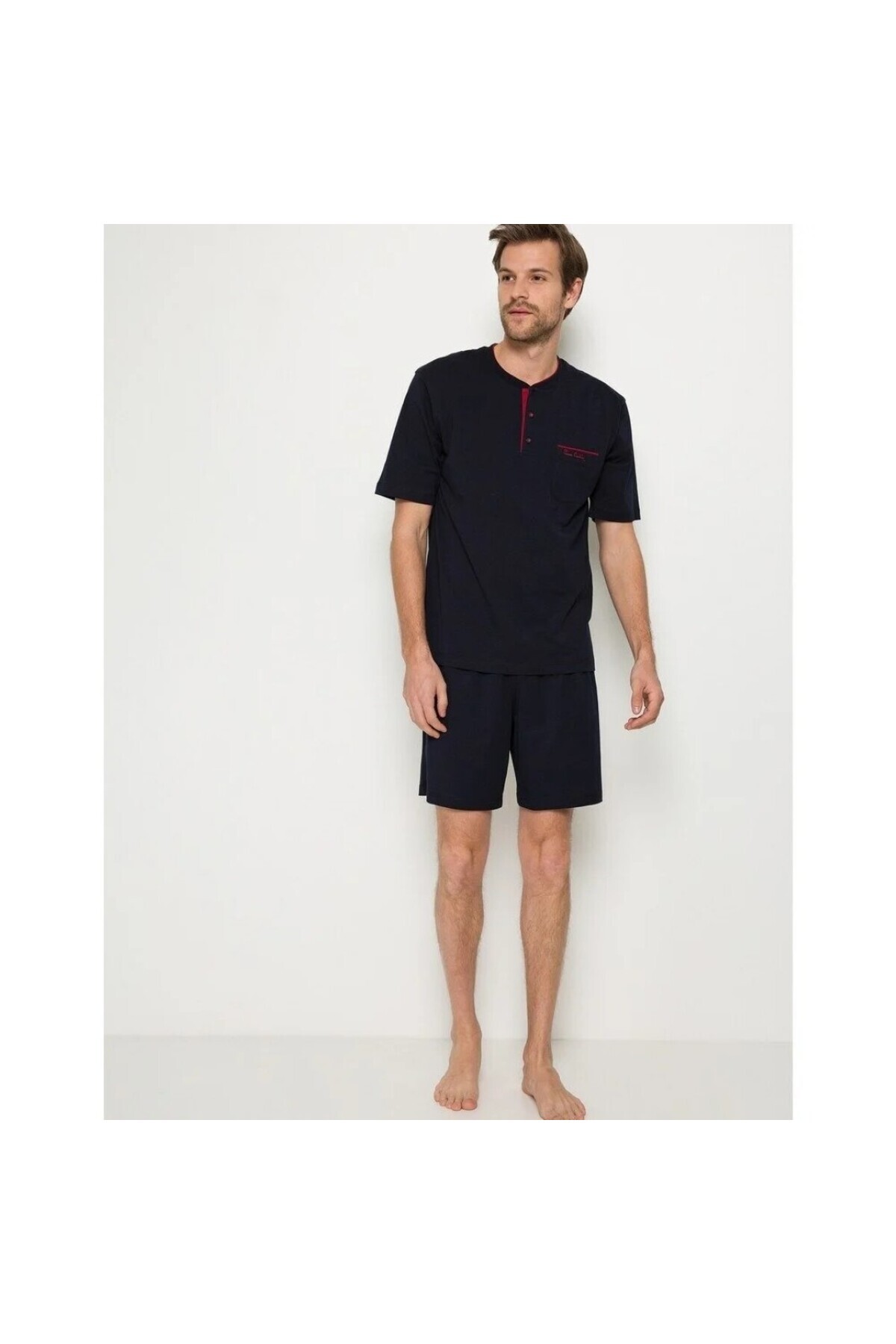 ست پیژامه مردانه راسته فاق نرمال آستین کوتاه | پیر کاردین Pierre Cardin SET.PİER5370.ROZ. - تصویر 4